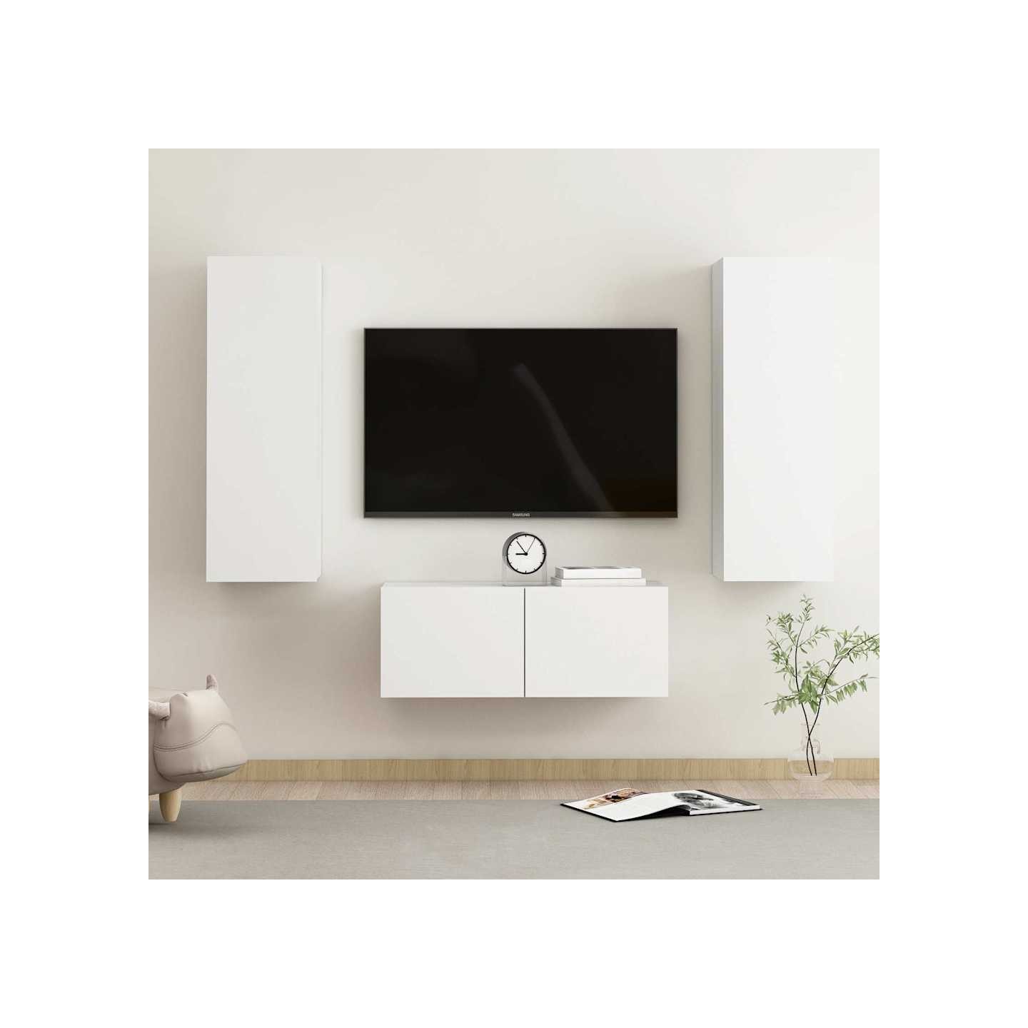 Ensemble de meubles TV 3 pcs Blanc Bois d'ingénierie