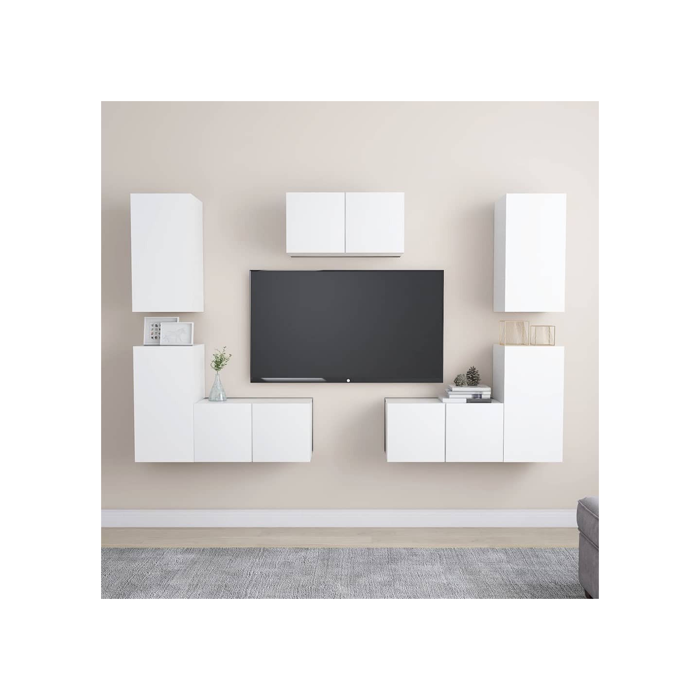 Ensemble de meubles TV 7 pcs Blanc Bois d'ingénierie