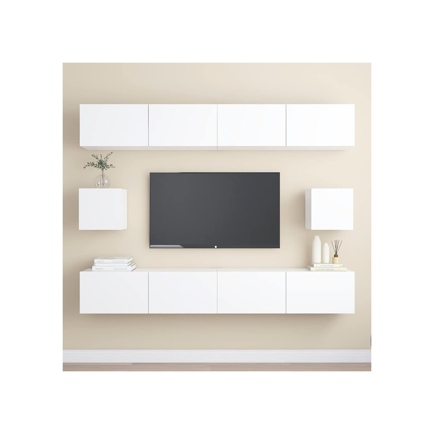 Ensemble de meubles TV 6 pcs Blanc Bois d'ingénierie