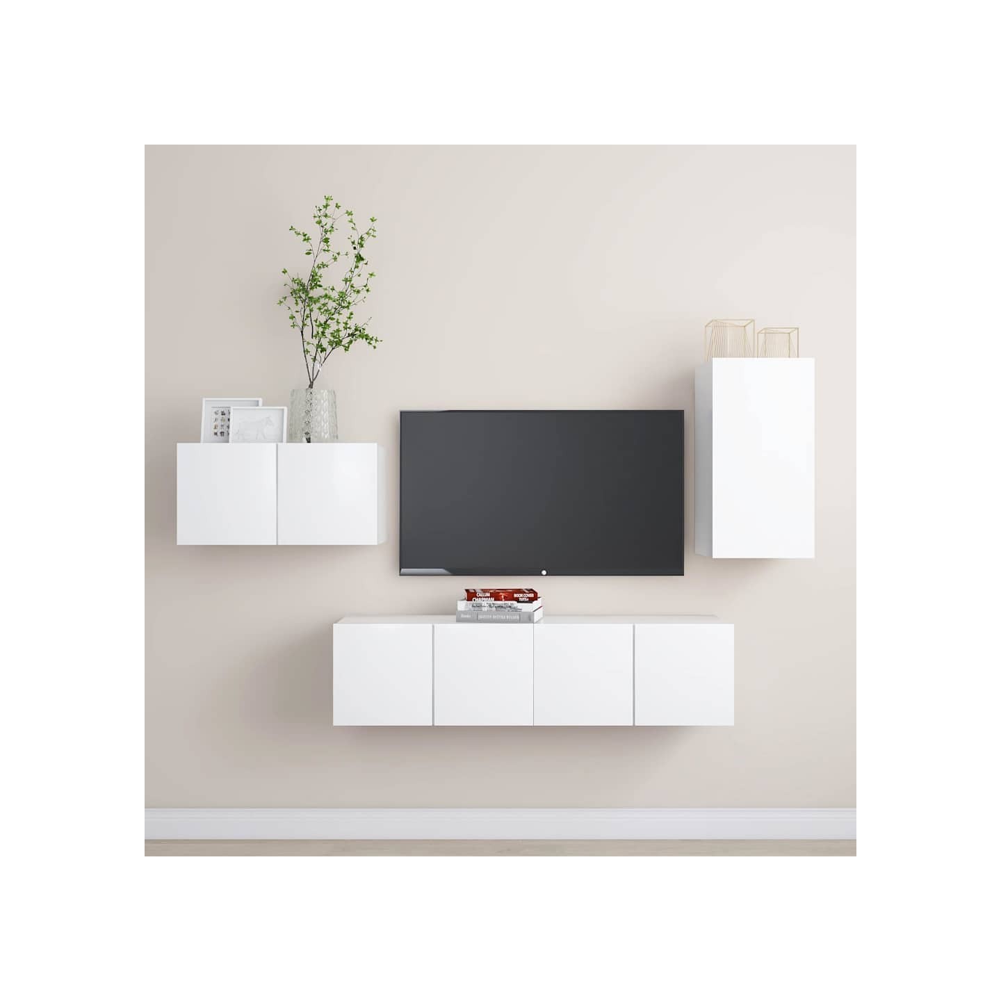 Ensemble de meubles TV 4 pcs Blanc Bois d'ingénierie
