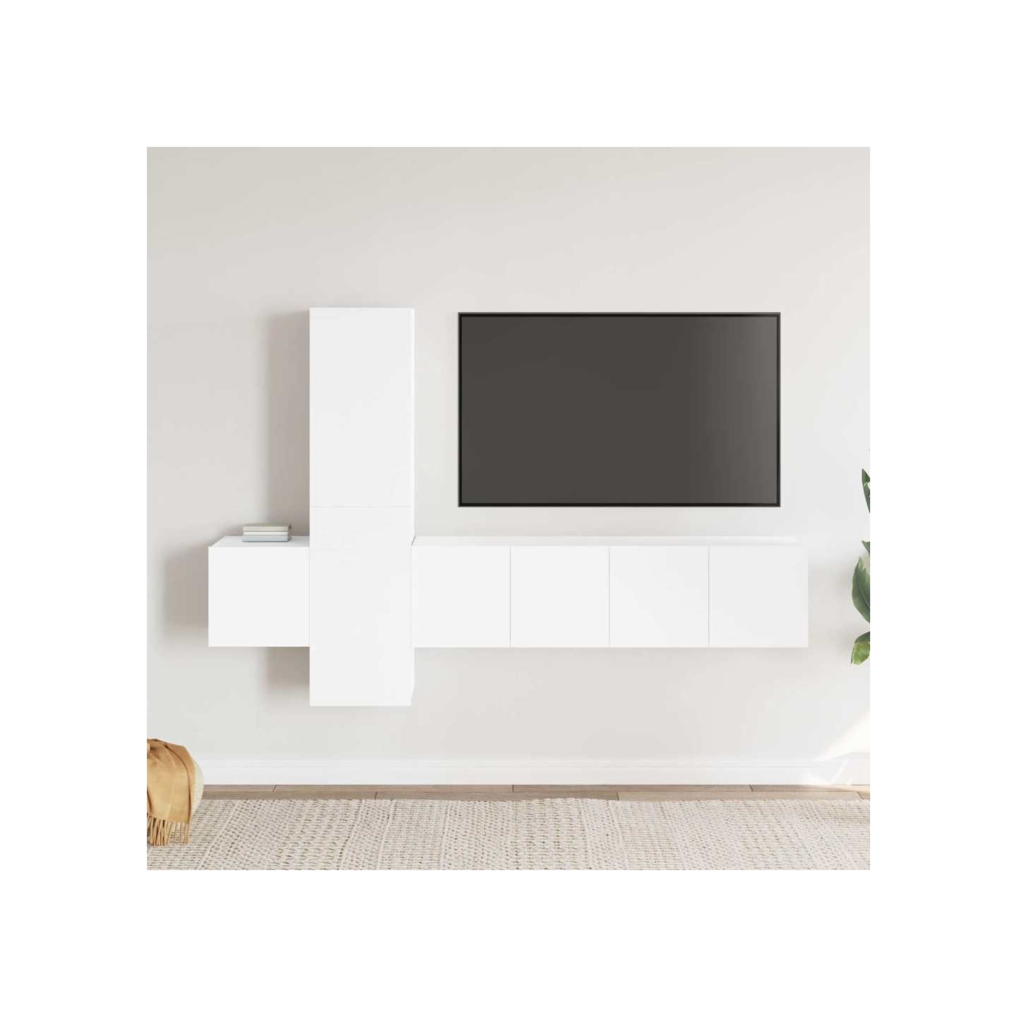 Ensemble de meubles TV 5 pcs Blanc Bois d'ingénierie