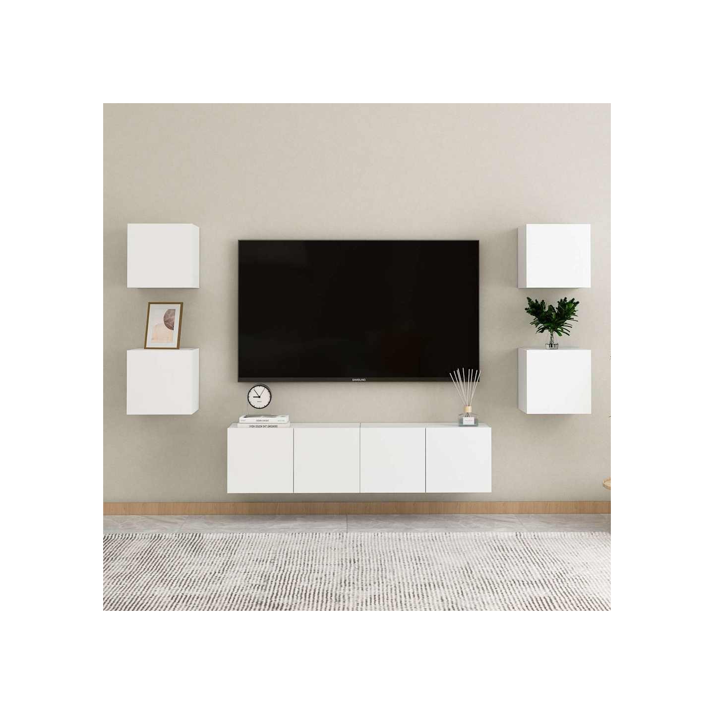 Ensemble de meubles TV 6 pcs Blanc Bois d'ingénierie