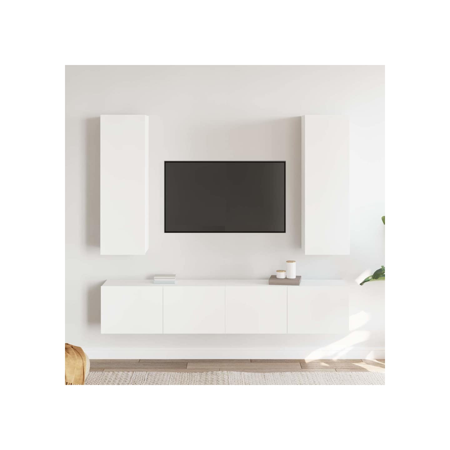 Ensemble de meubles TV 4 pcs Blanc Bois d'ingénierie