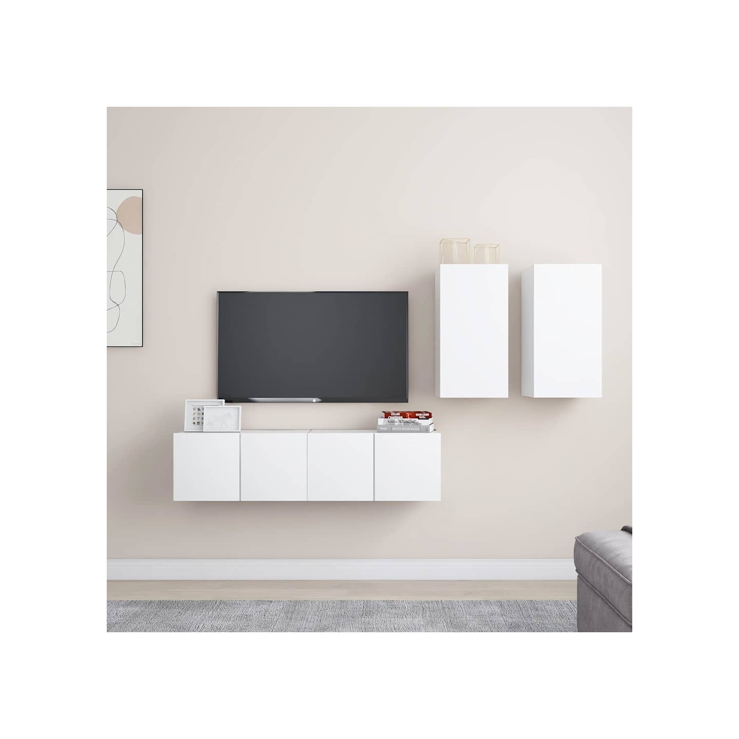 Ensemble de meubles TV 4 pcs Blanc Bois d'ingénierie
