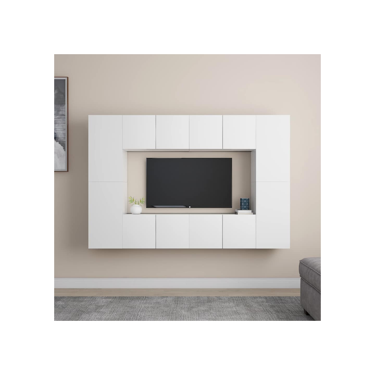 Ensemble de meubles TV 8 pcs Blanc Bois d'ingénierie