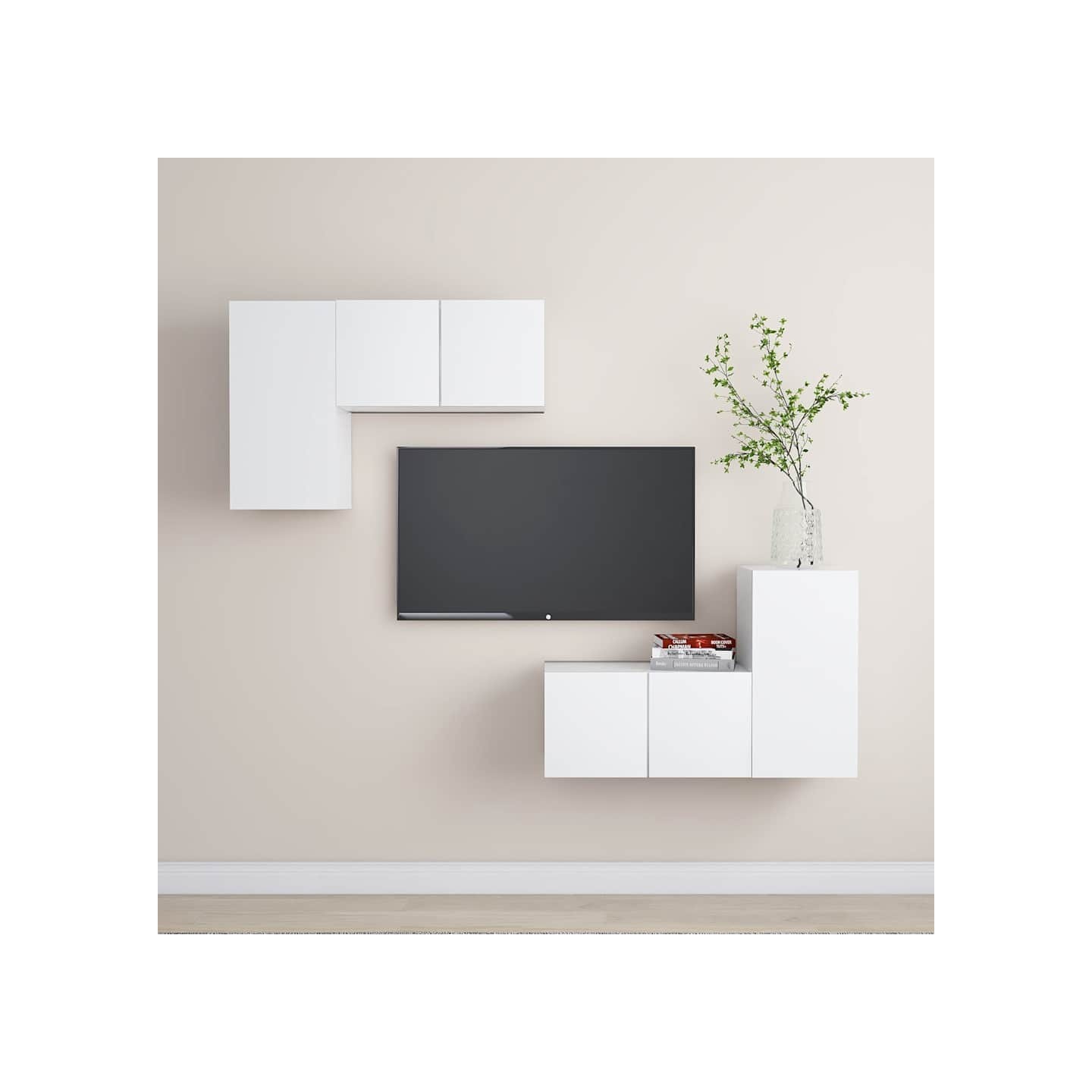 Ensemble de meubles TV 4 pcs Blanc Bois d'ingénierie