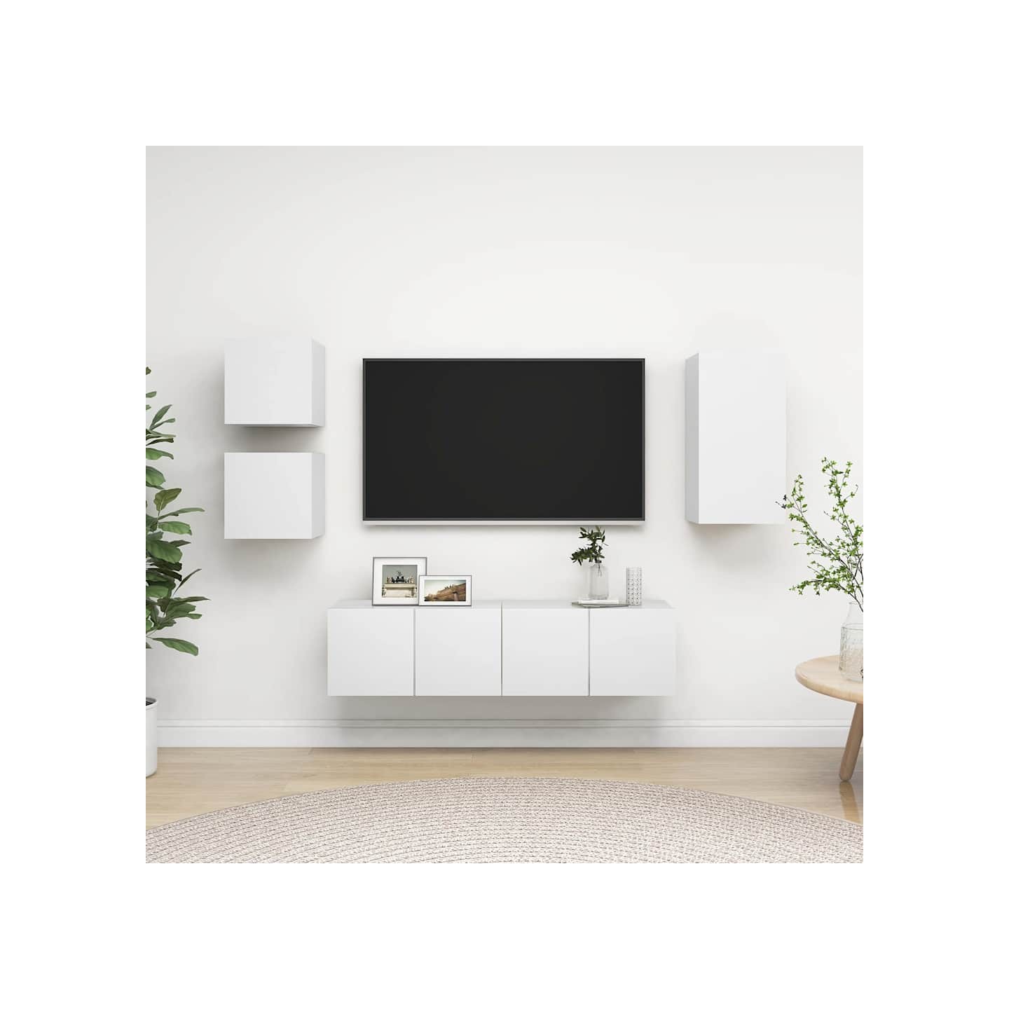 Ensemble de meubles TV 5 pcs Blanc Bois d'ingénierie
