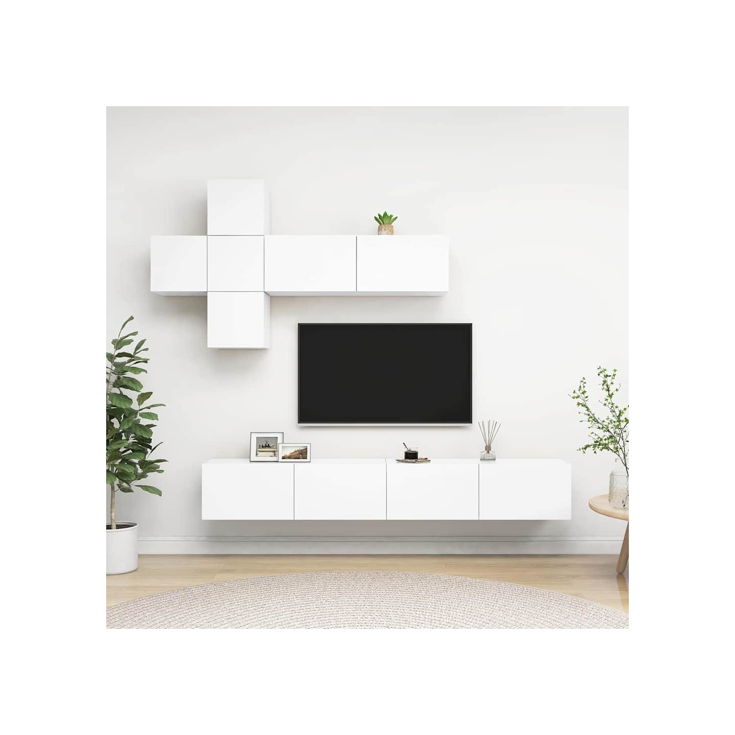 Ensemble de meuble TV 7 pcs Blanc Bois d'ingénierie