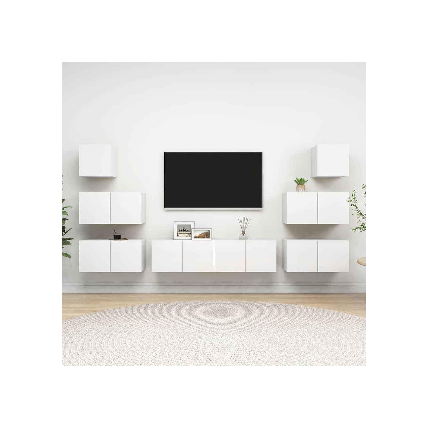Ensemble de meubles TV 8 pcs Blanc Bois d'ingénierie