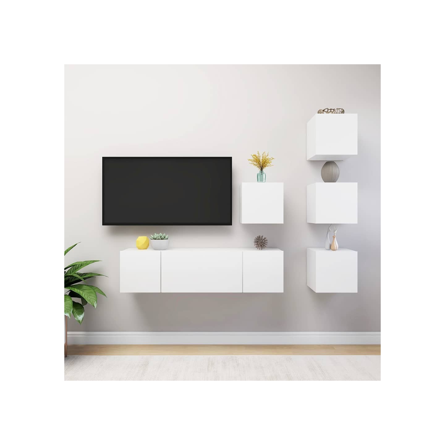 Ensemble de meubles TV 6 pcs Blanc Bois d'ingénierie