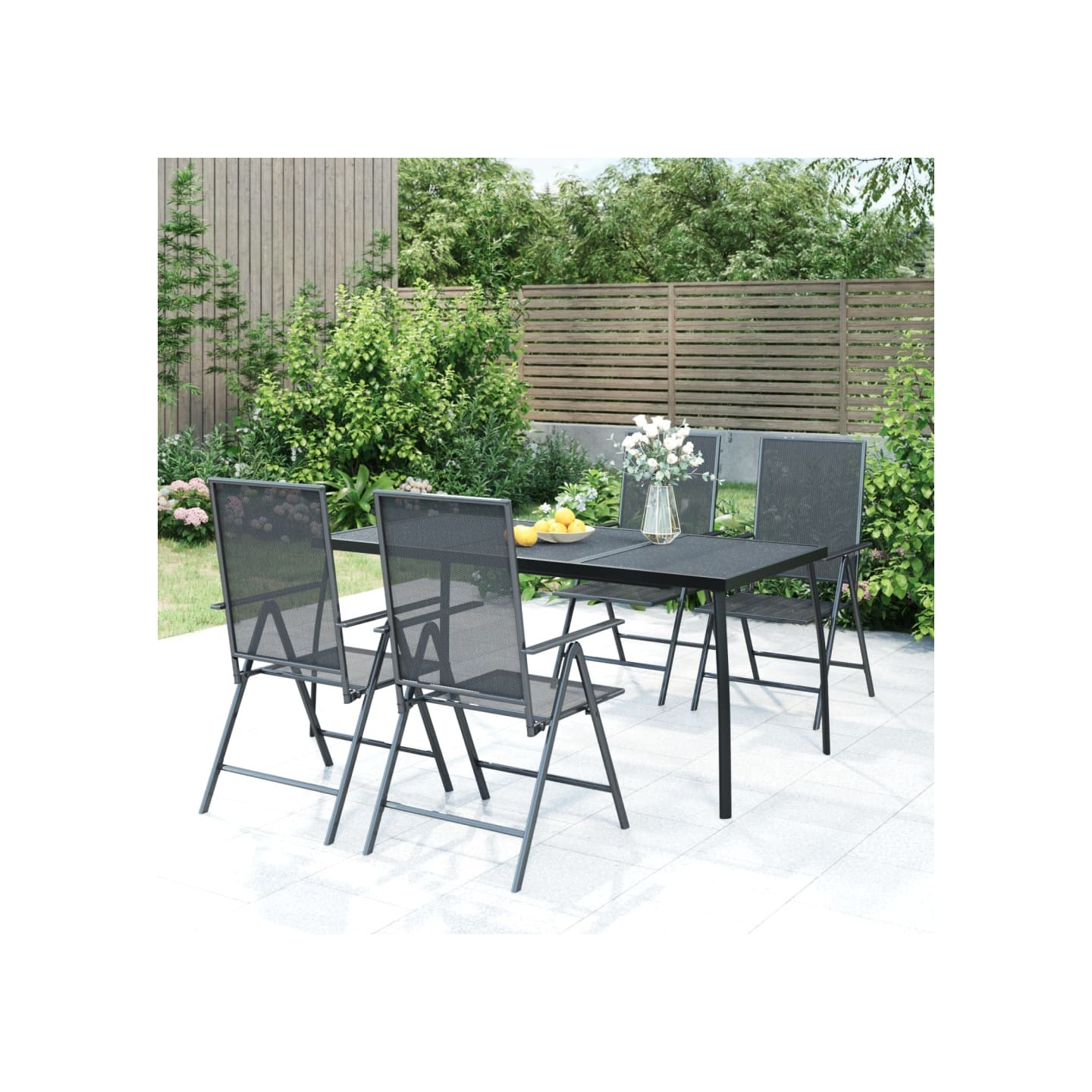 Table de jardin anthracite 165x80x72 cm Treillis d'acier