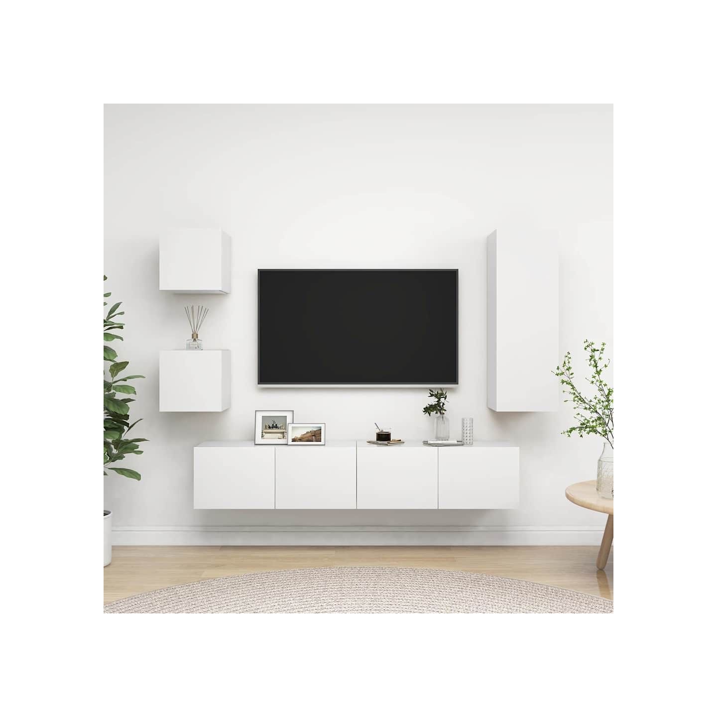 Ensemble de meubles TV 5 pcs Blanc Bois d'ingénierie