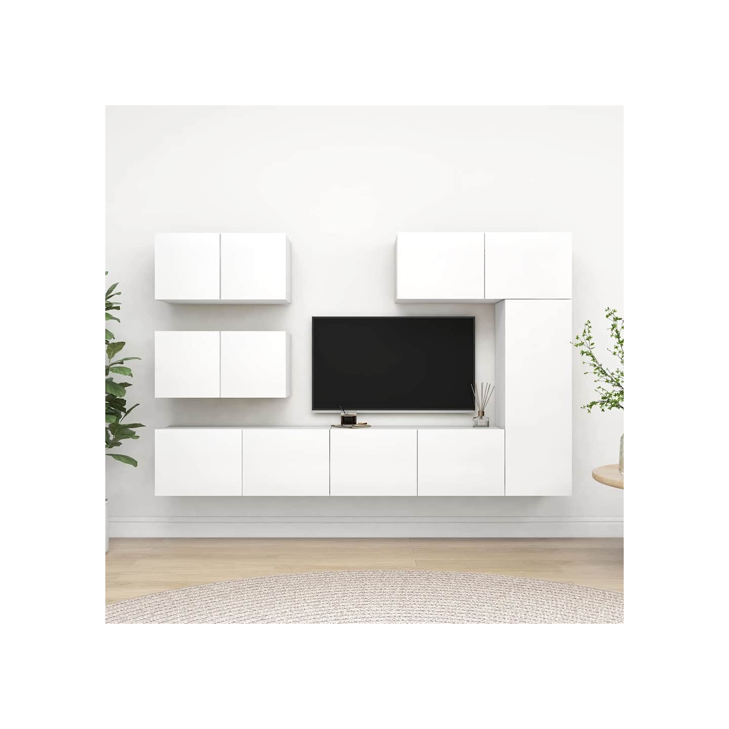 Ensemble de meubles TV 6 pcs Blanc Bois d'ingénierie