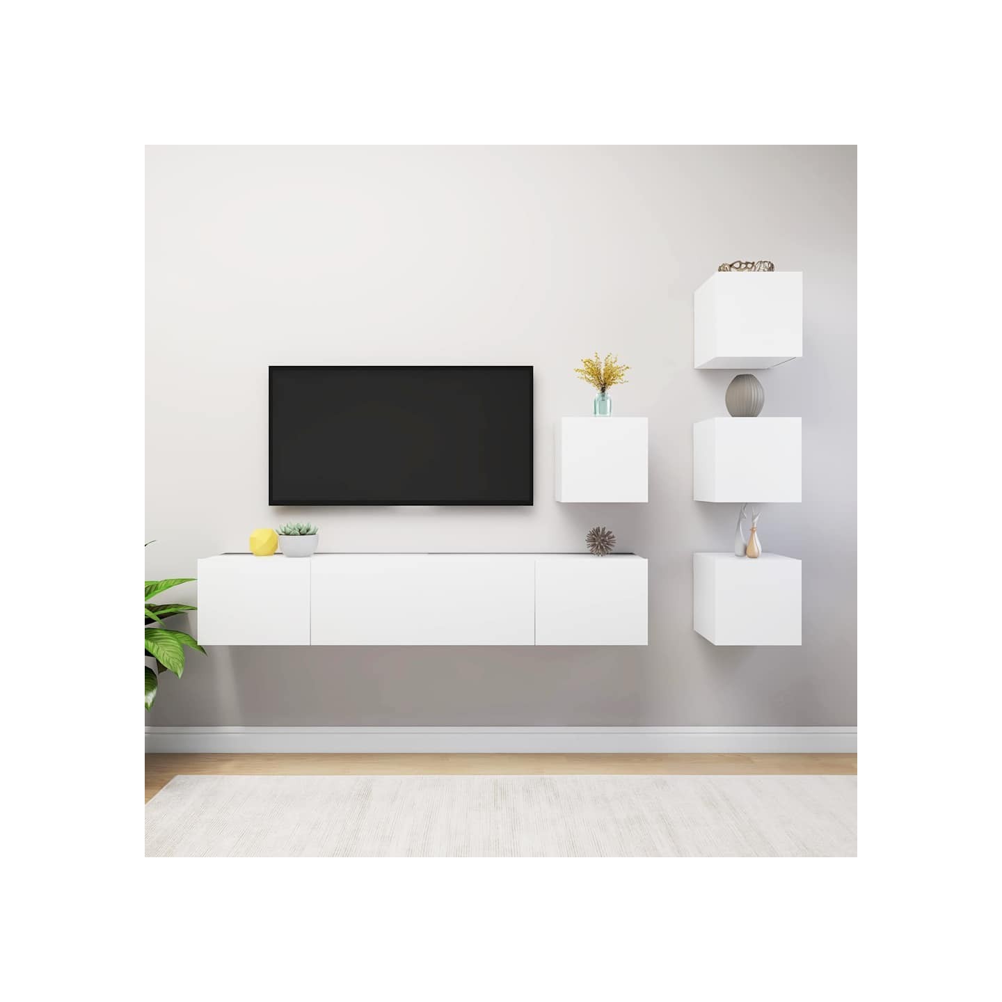 Ensemble de meuble TV 6 pcs Blanc Bois d'ingénierie