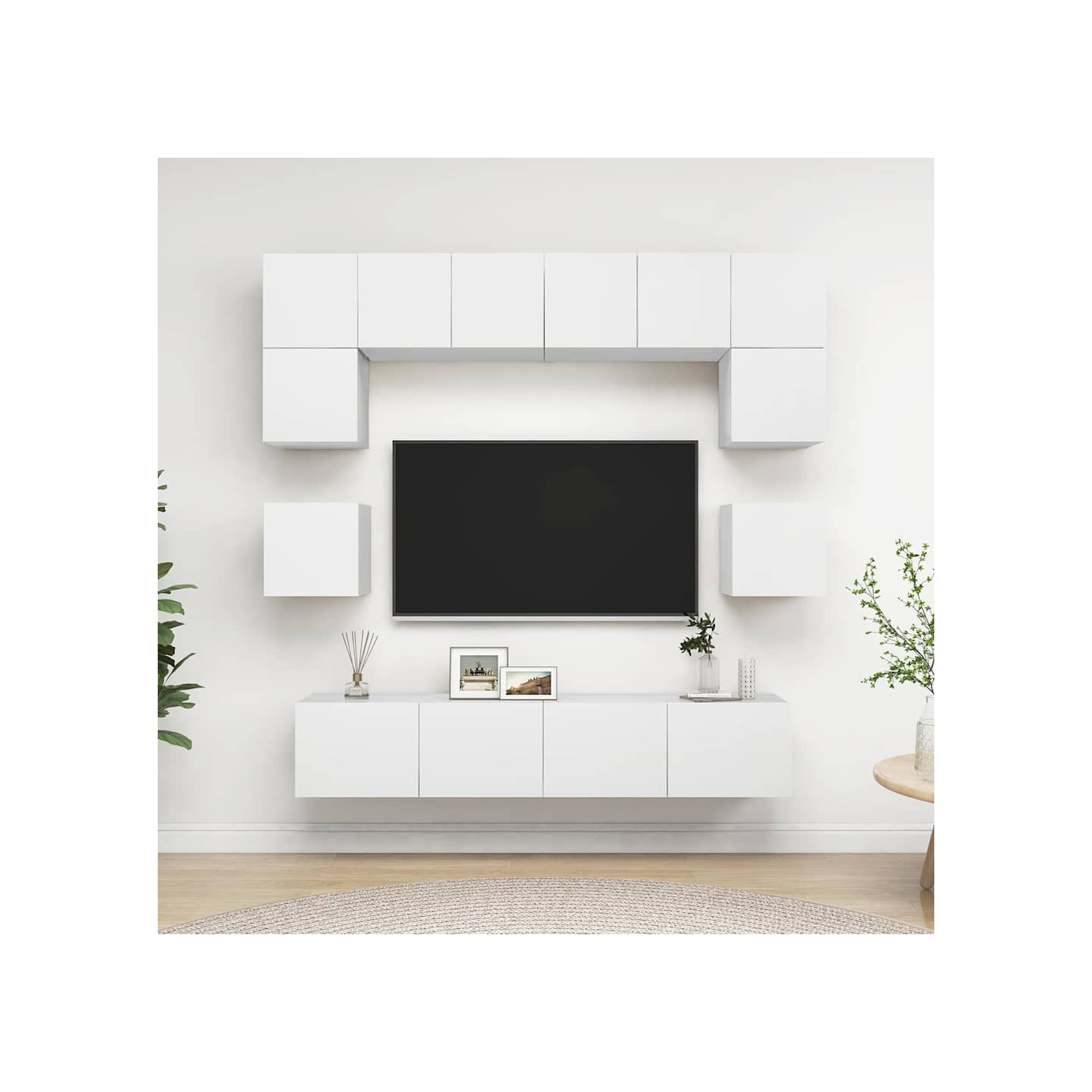 Ensemble de meubles TV 8 pcs Blanc Bois d'ingénierie