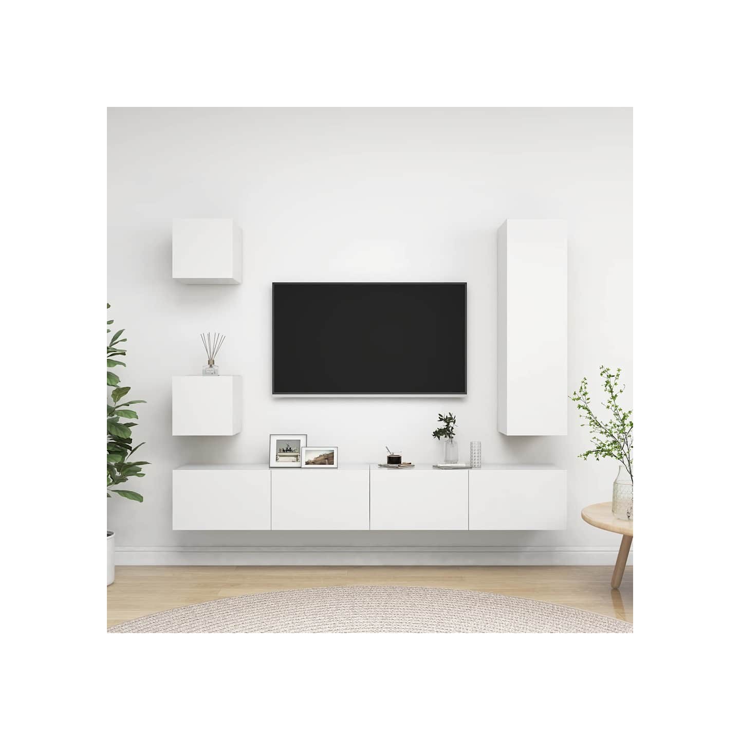 Ensemble de meubles TV 5 pcs Blanc Bois d'ingénierie