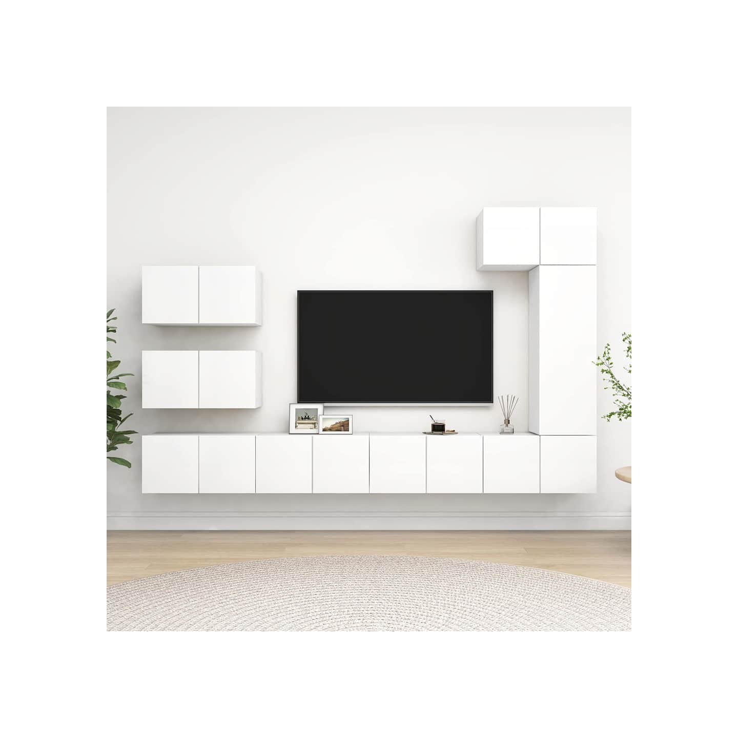 Ensemble de meubles TV 8 pcs Blanc Bois d'ingénierie