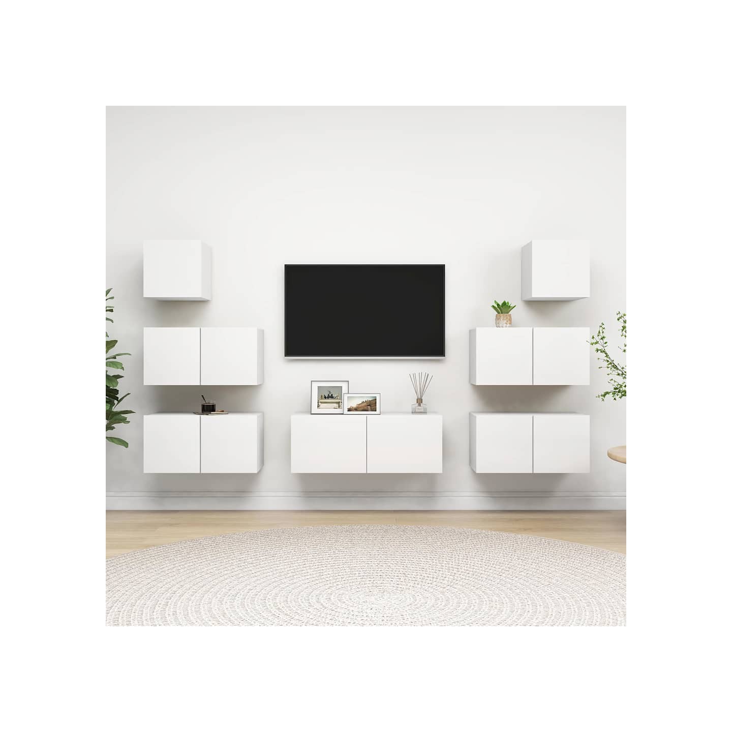 Ensemble de meubles TV 7 pcs Blanc Bois d'ingénierie