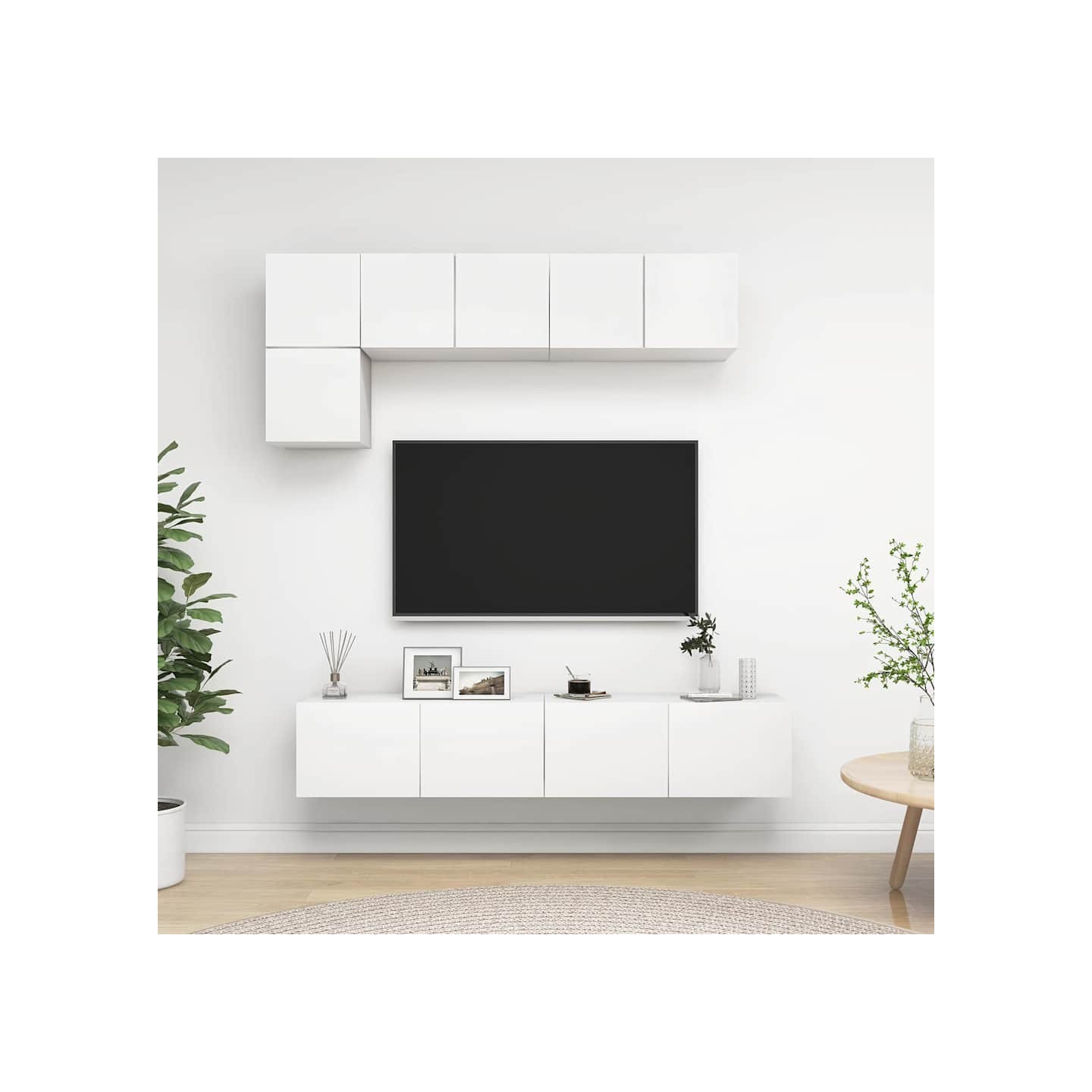 Ensemble de meubles TV 5 pcs Blanc Bois d'ingénierie
