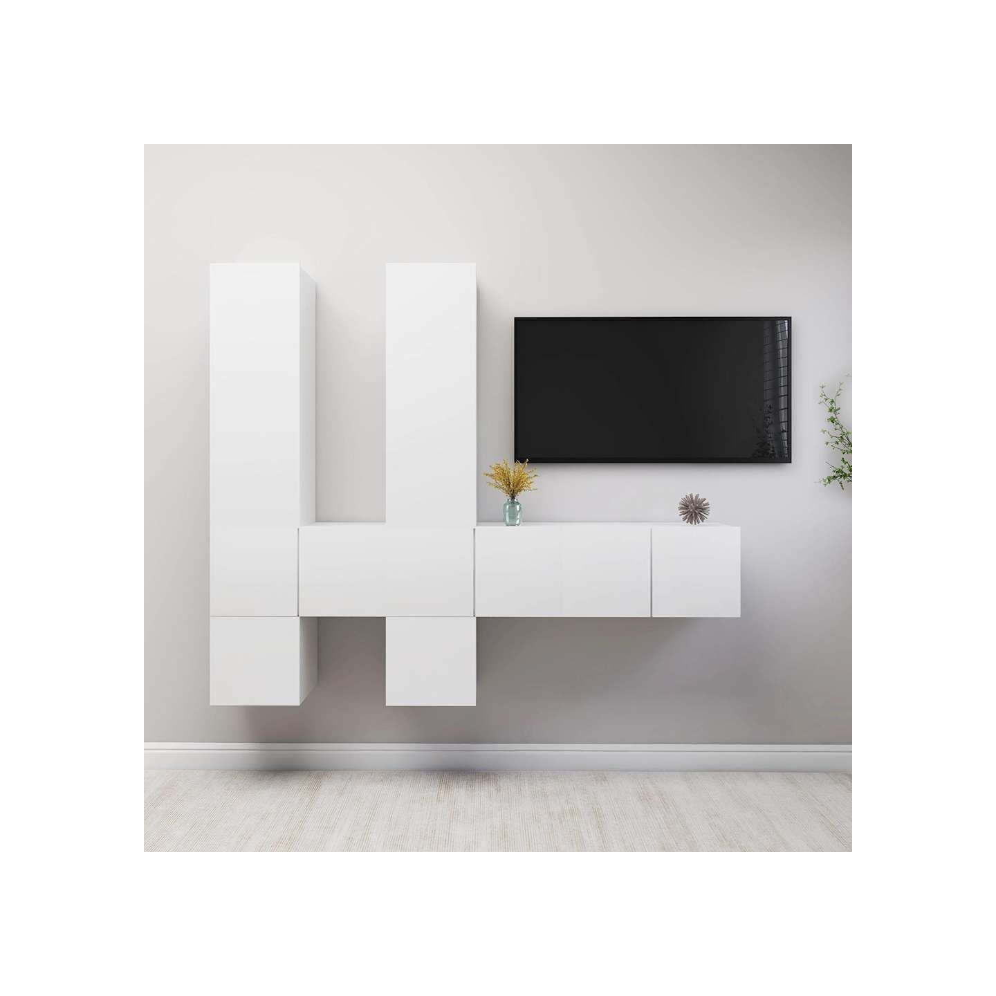 Ensemble de meubles TV 7 pcs Blanc Bois d'ingénierie