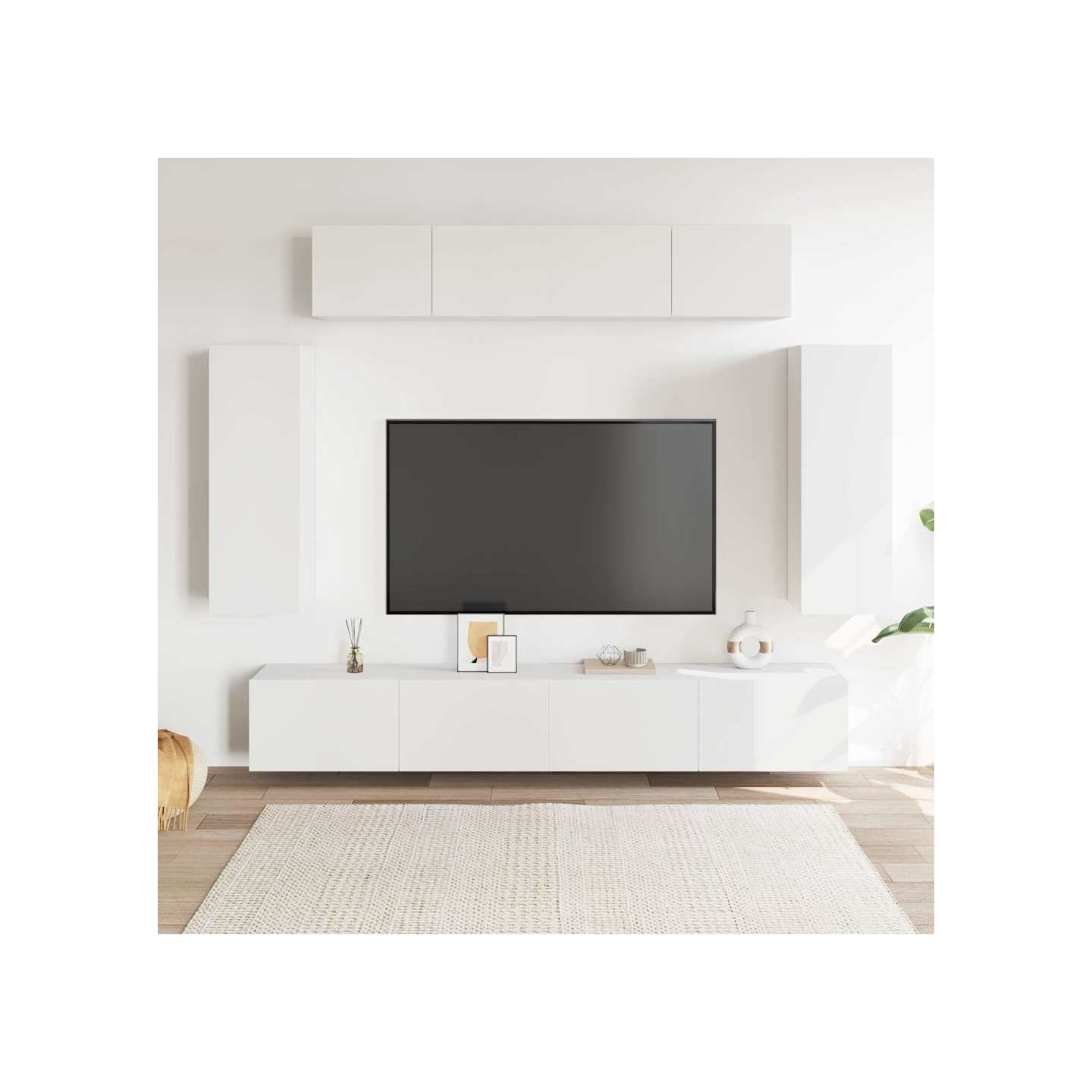 Ensemble de meuble TV 6 pcs Blanc Bois d'ingénierie