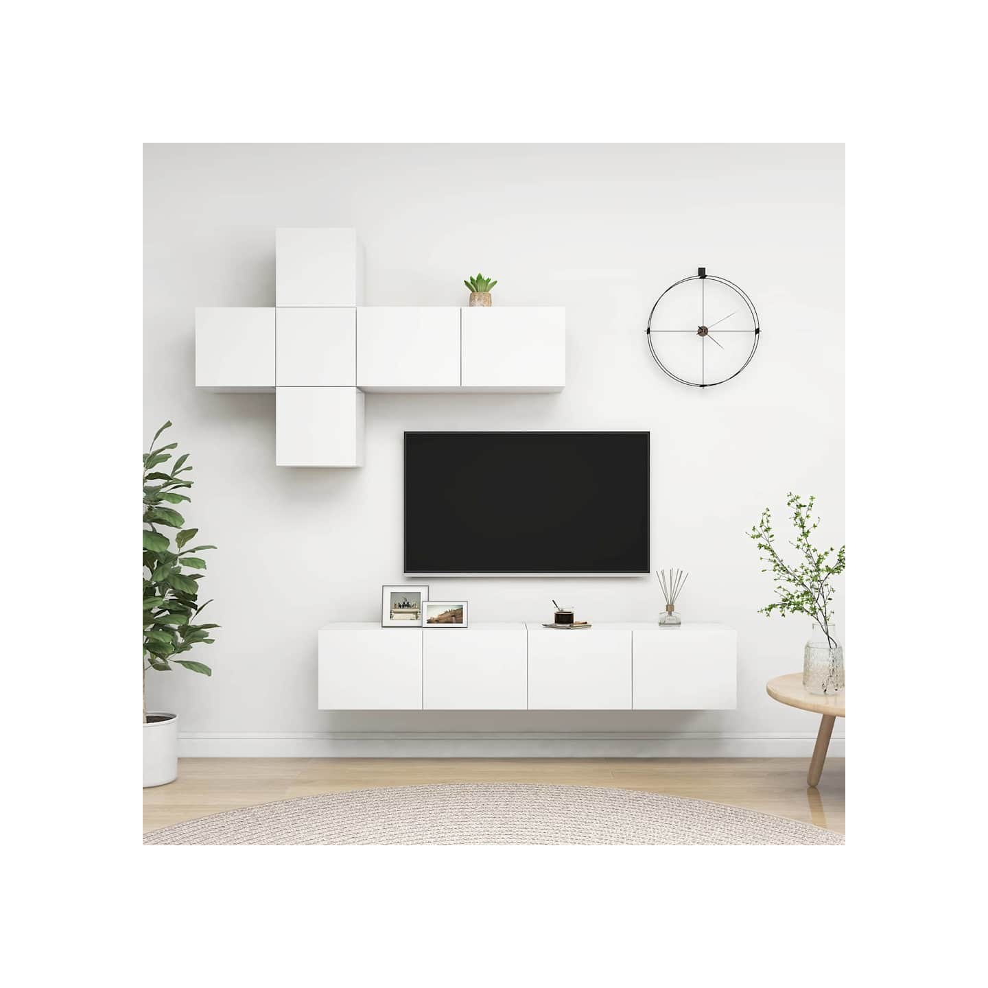 Ensemble de meuble TV 7 pcs Blanc Bois d'ingénierie