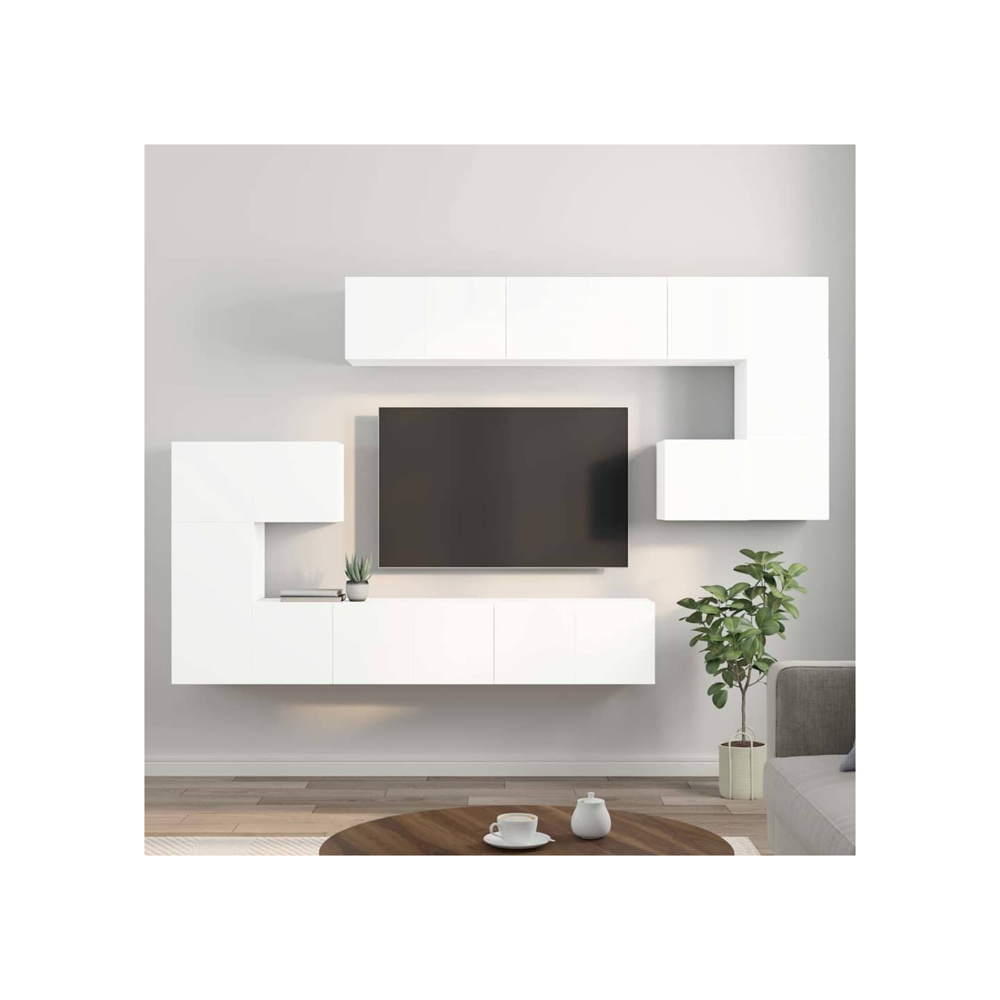 Ensemble de meubles TV 10 pcs Blanc Bois d'ingénierie