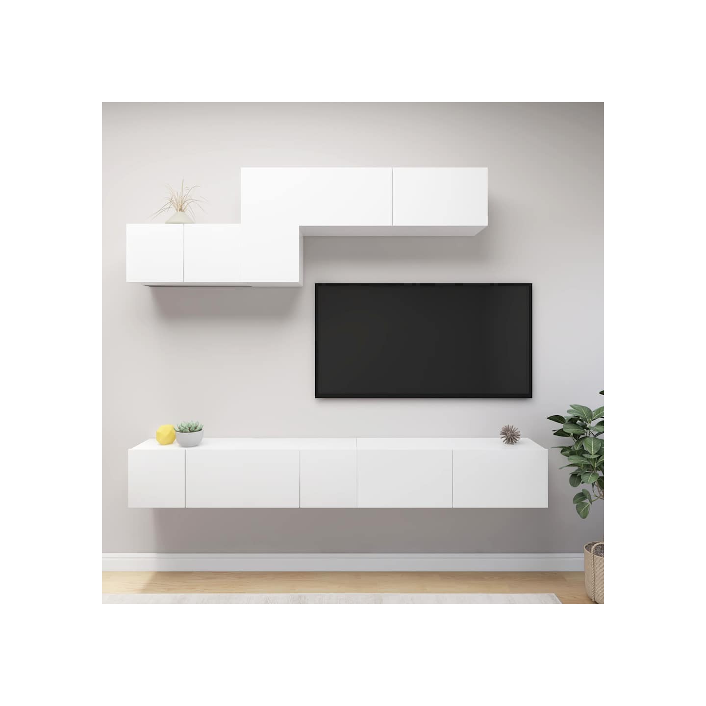 Ensemble de meuble TV 6 pcs Blanc Bois d'ingénierie