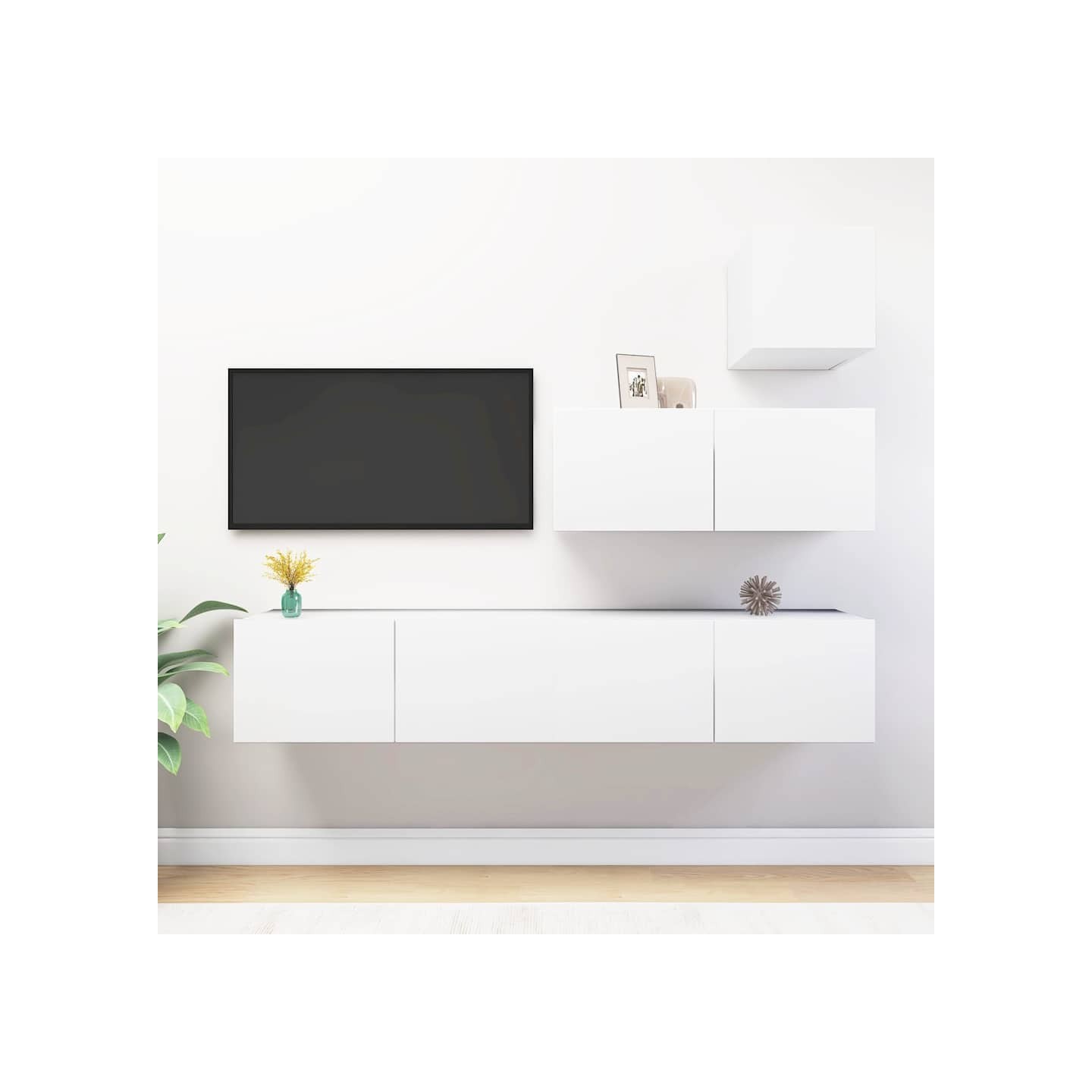Ensemble de meubles TV 4 pcs Blanc Bois d'ingénierie