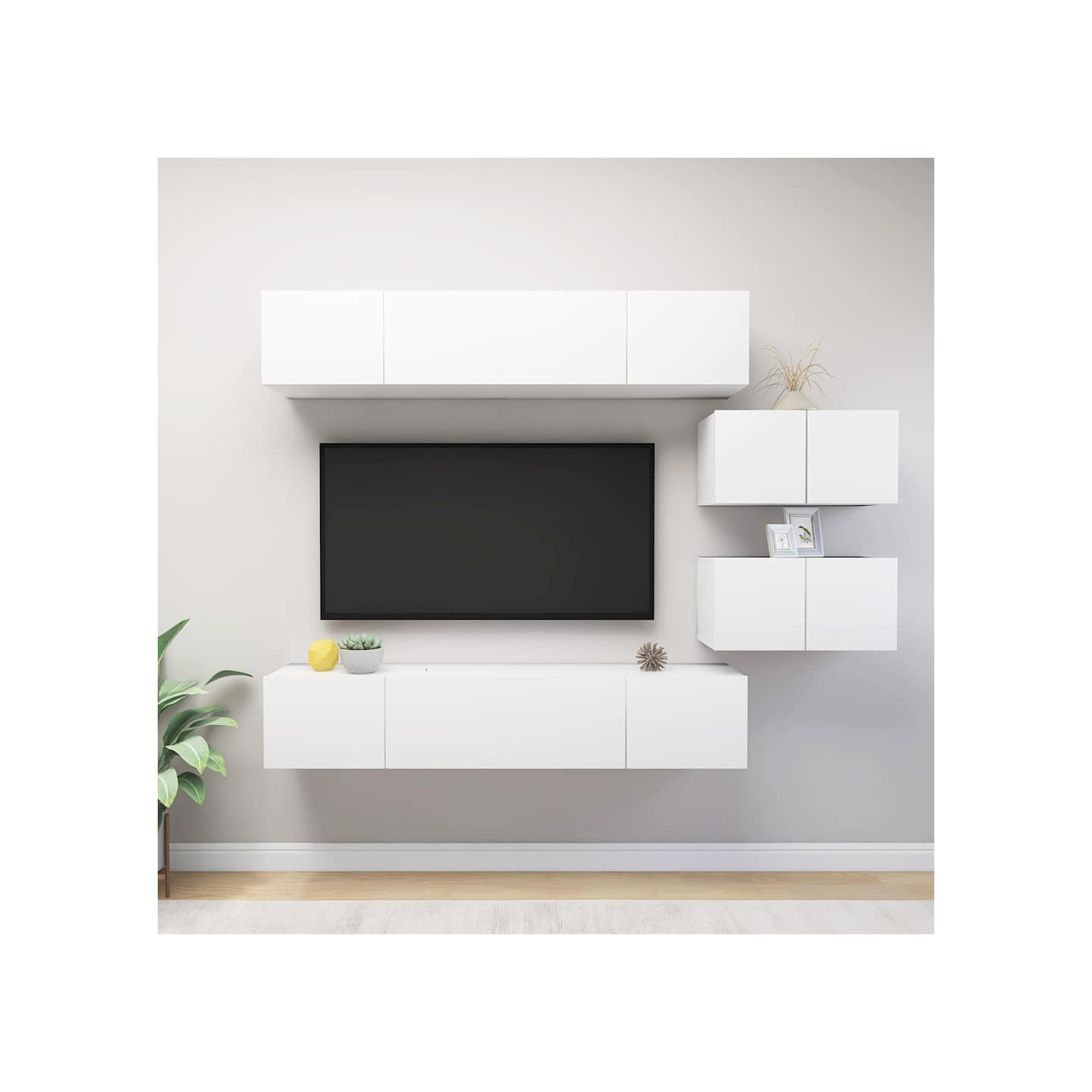 Ensemble de meubles TV 6 pcs Blanc Bois d'ingénierie