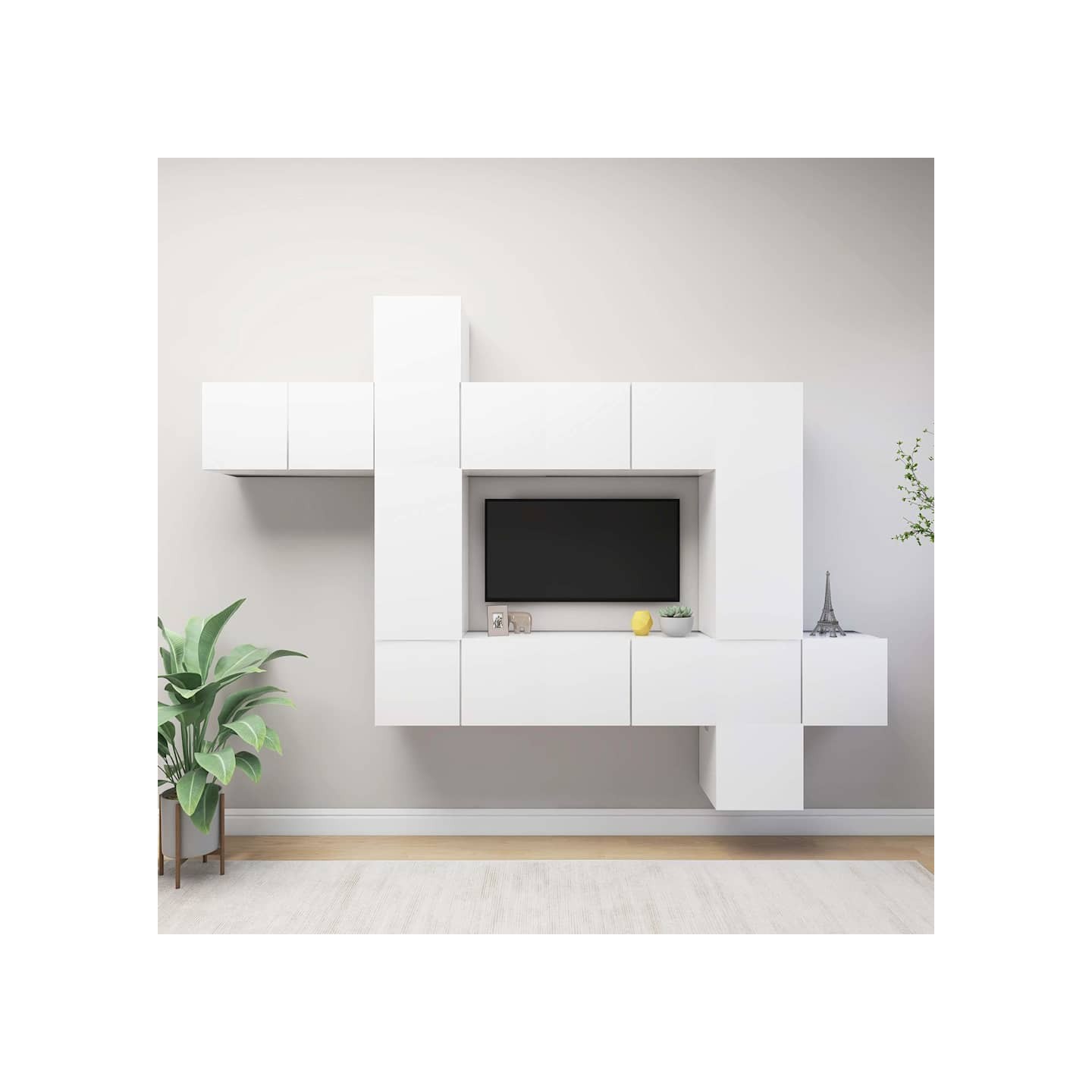 Ensemble de meubles TV 10 pcs Blanc Bois d'ingénierie