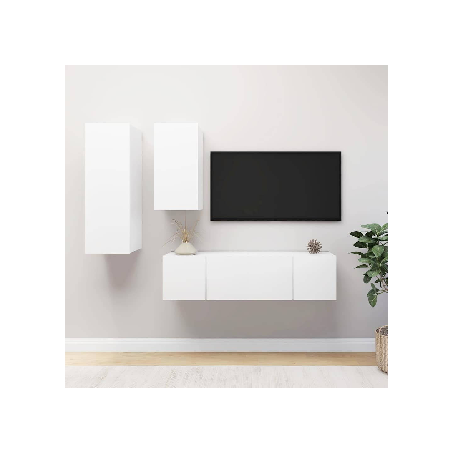 Ensemble de meubles TV 4 pcs Blanc Bois d'ingénierie
