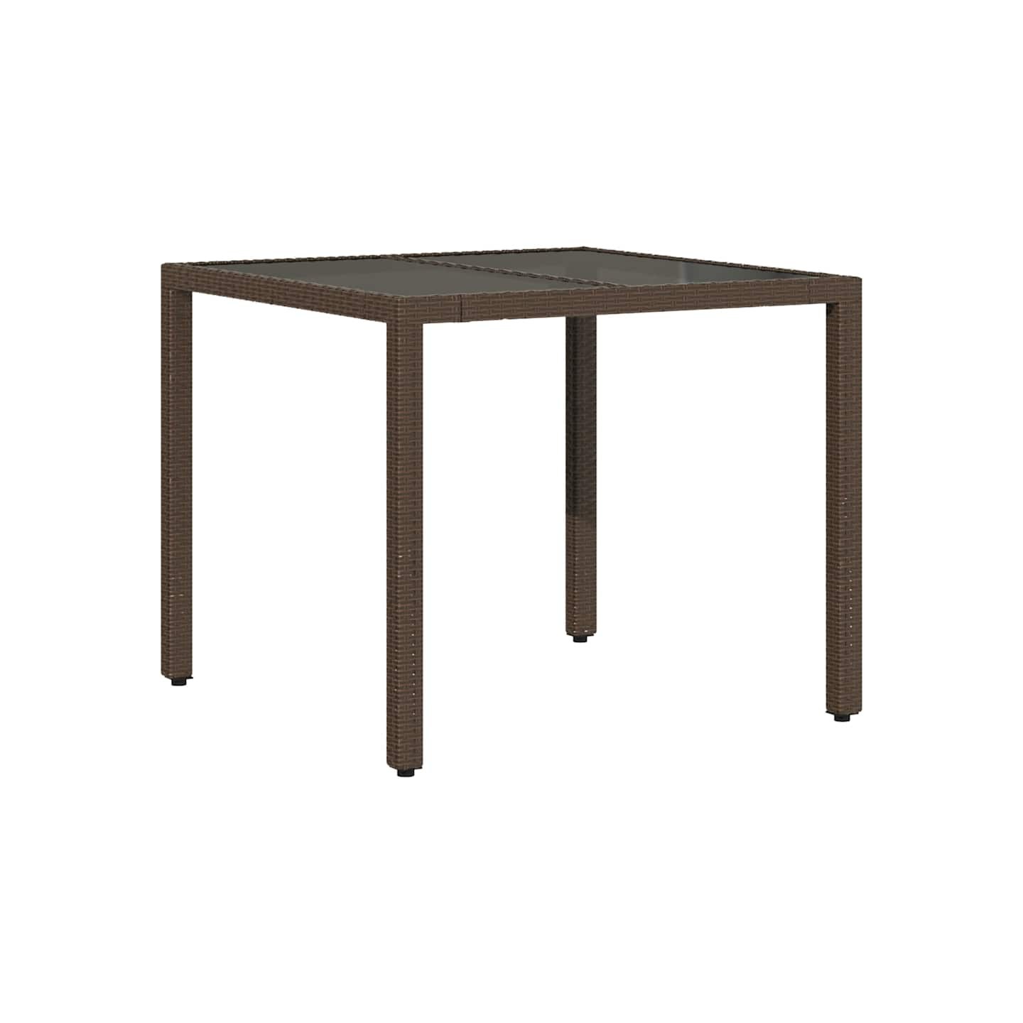 Table de jardin avec dessus en verre marron résine tressée