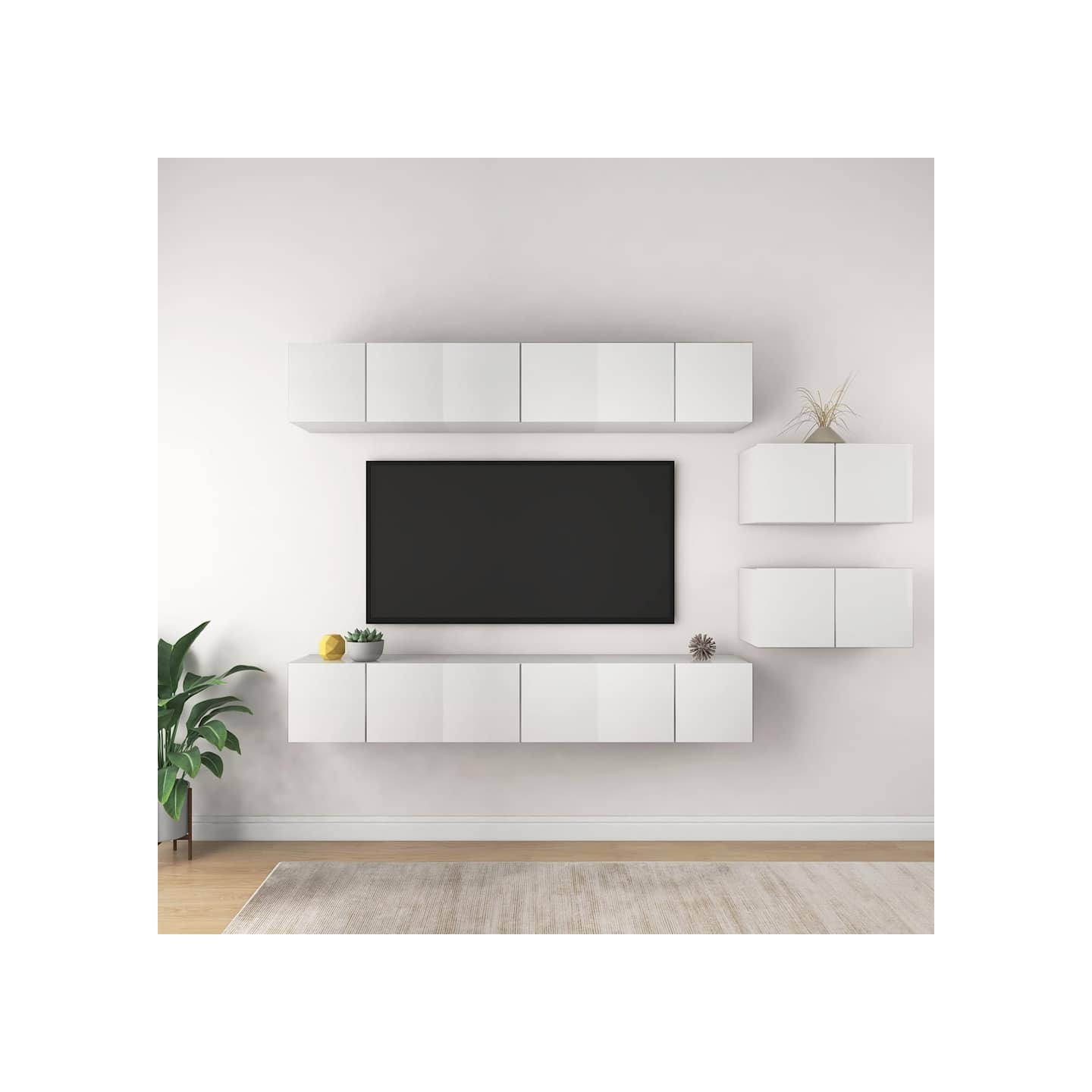 Meubles TV 8 pcs Blanc Bois d'ingénierie