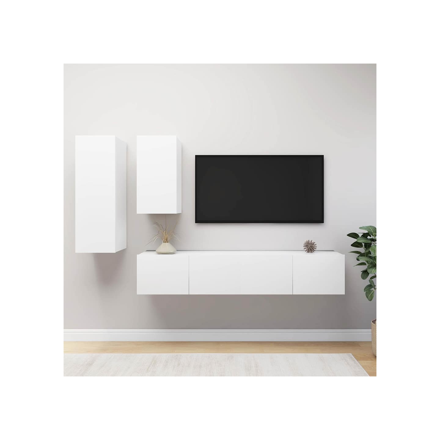 Ensemble de meubles TV 4 pcs Blanc Bois d'ingénierie