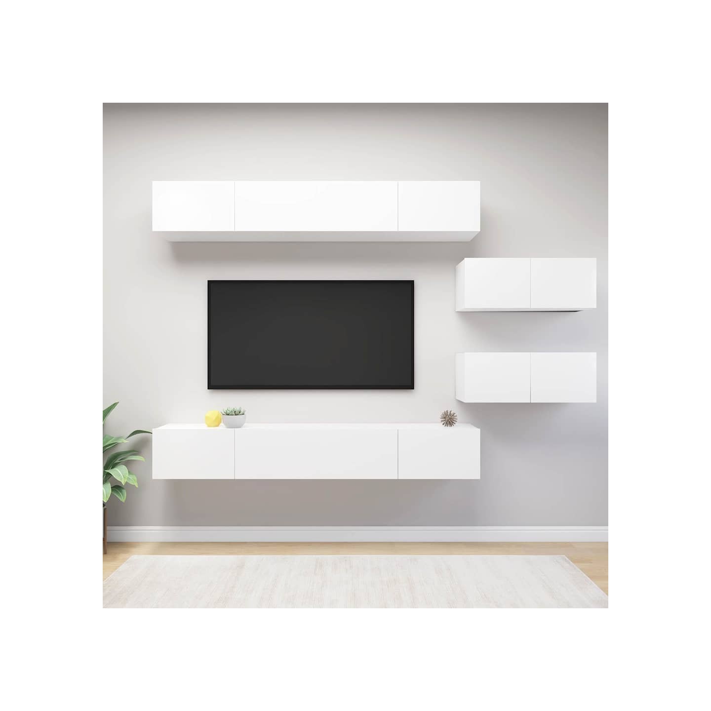 Ensemble de meubles TV 6 pcs Blanc Bois d'ingénierie