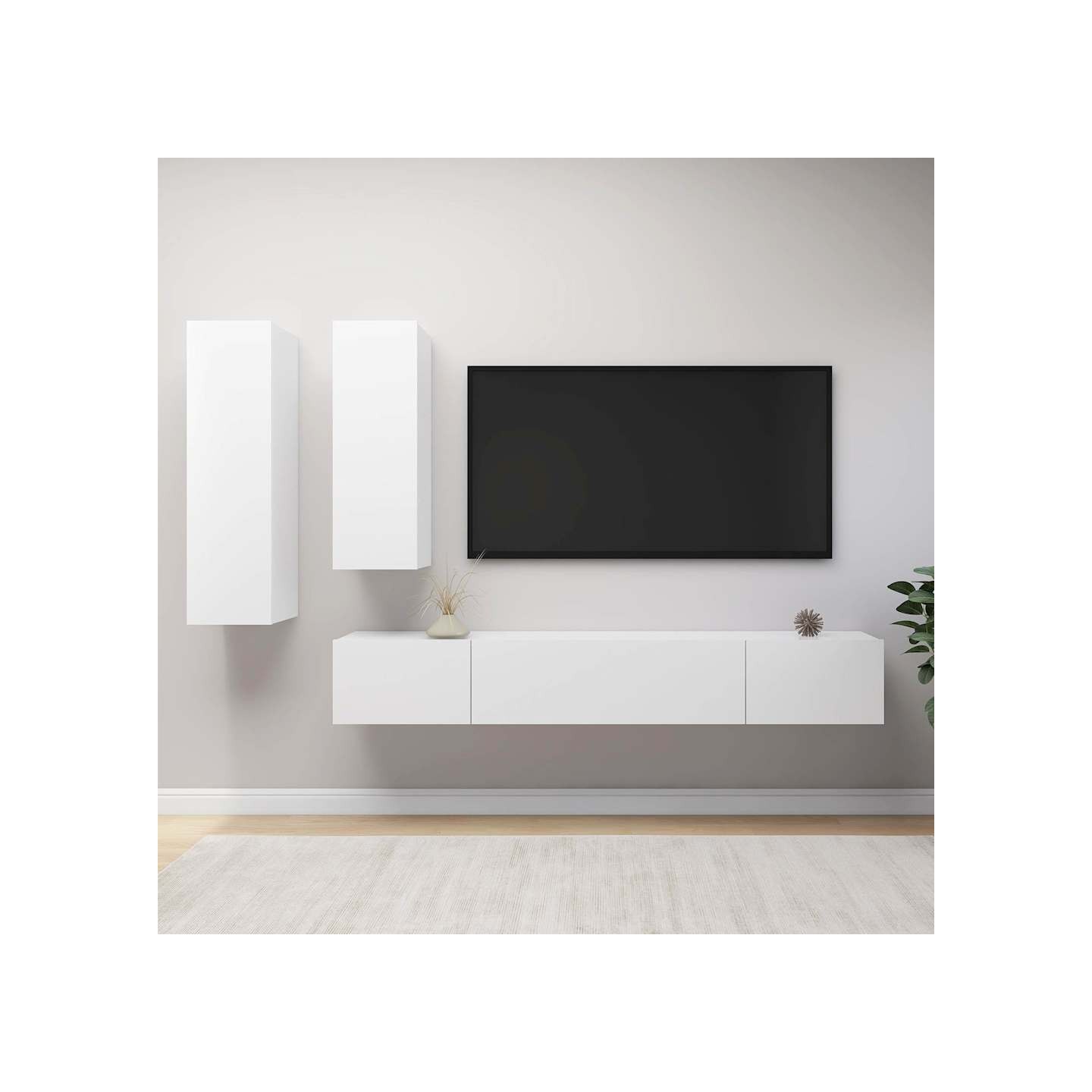 Ensemble de meuble TV 4 pcs Blanc Bois d'ingénierie