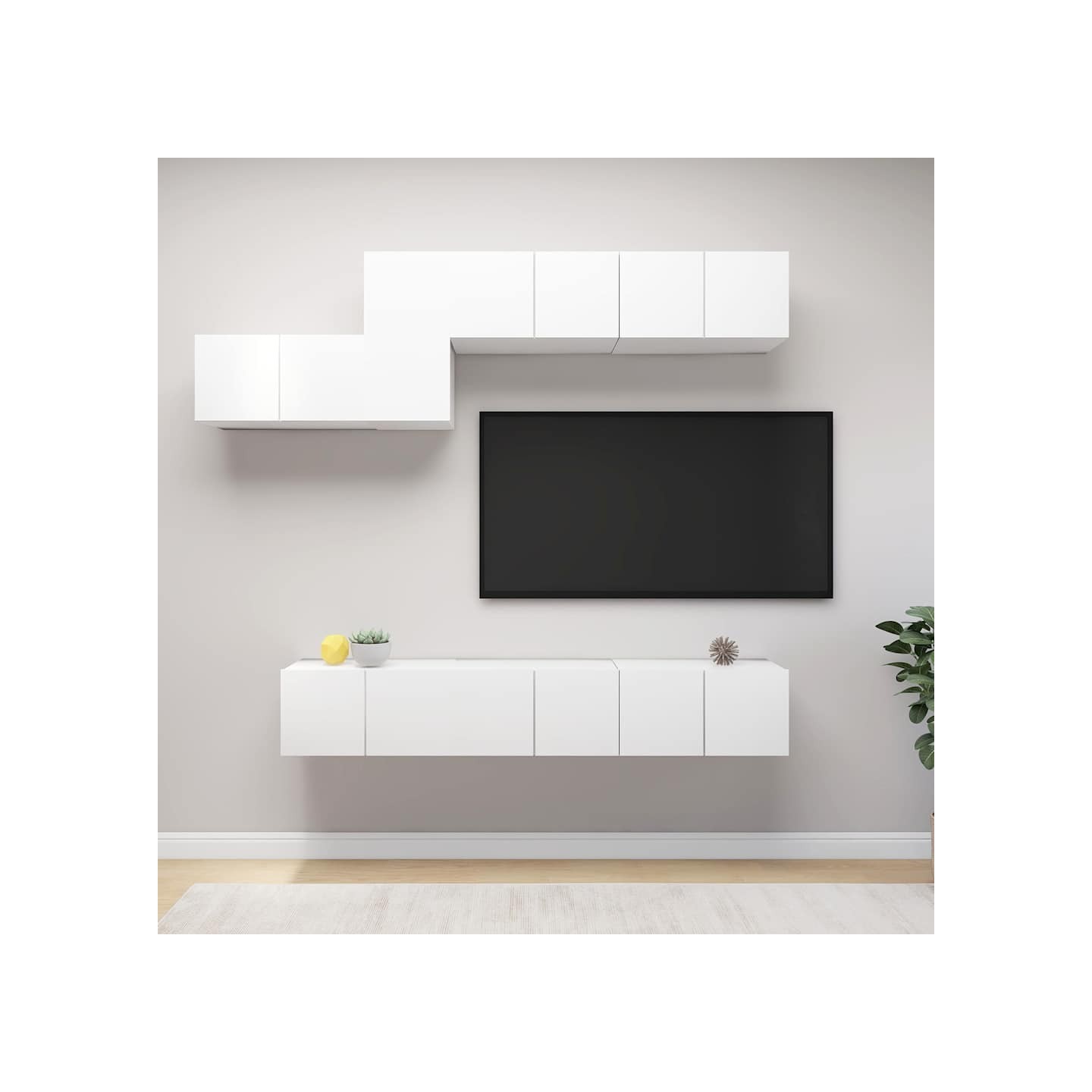 Ensemble de meubles TV 7 pcs Blanc Bois d'ingénierie