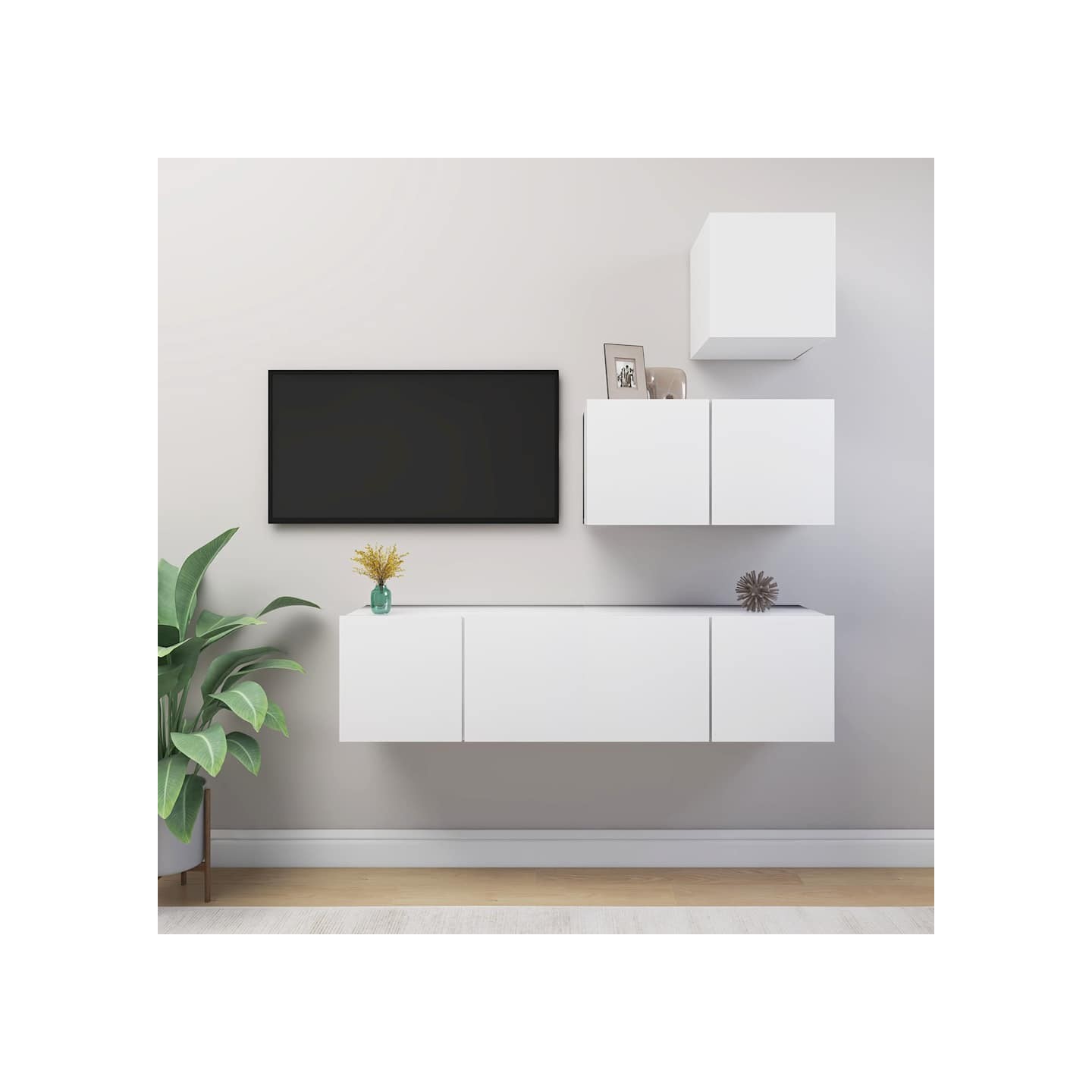 Ensemble de meubles TV 4 pcs Blanc Bois d'ingénierie
