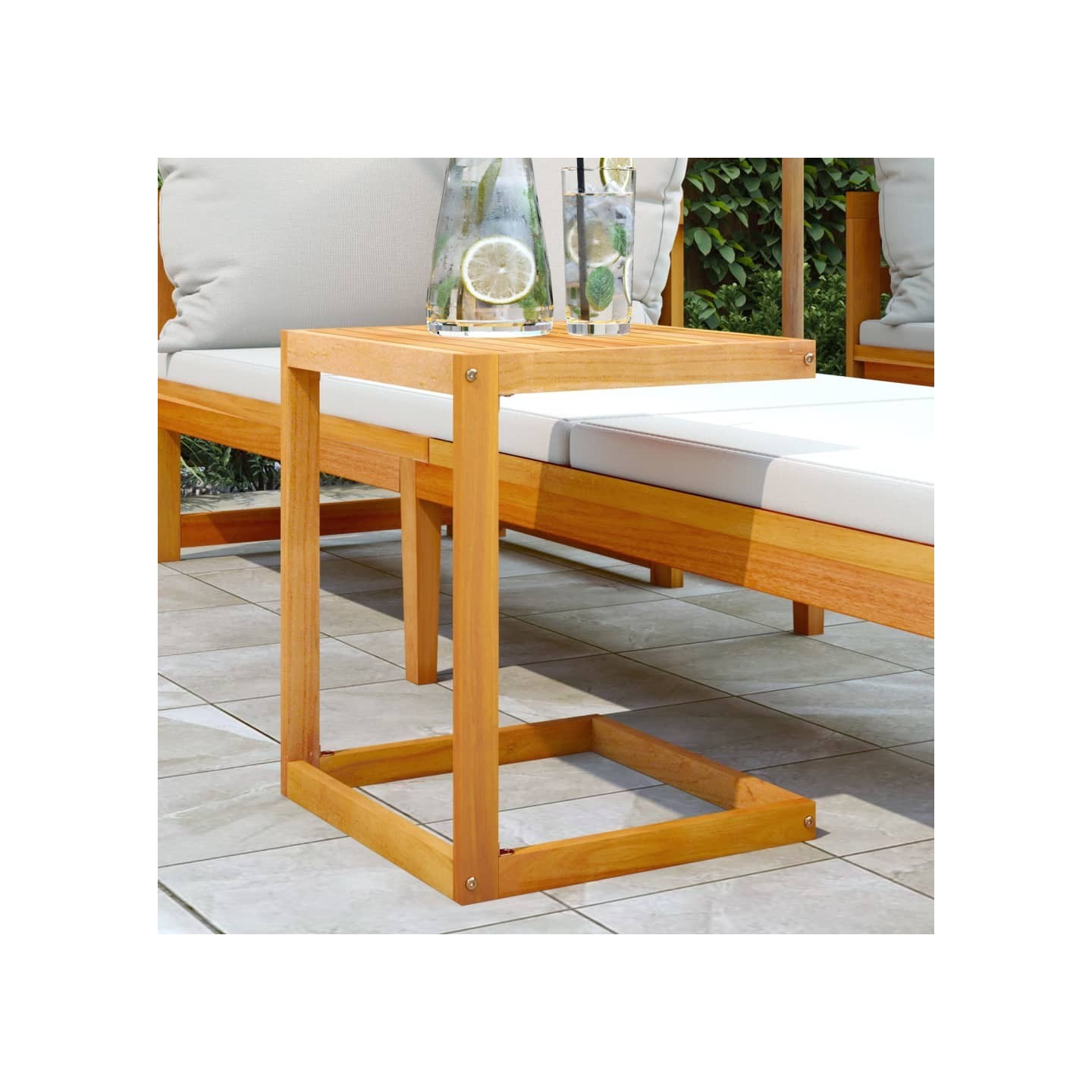 Table en forme de C 42x40x50 cm bois massif d'acacia