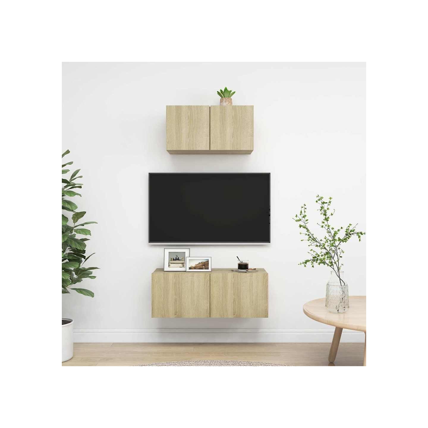 Ensemble de meuble TV 2 pcs Chêne sonoma Bois d'ingénierie