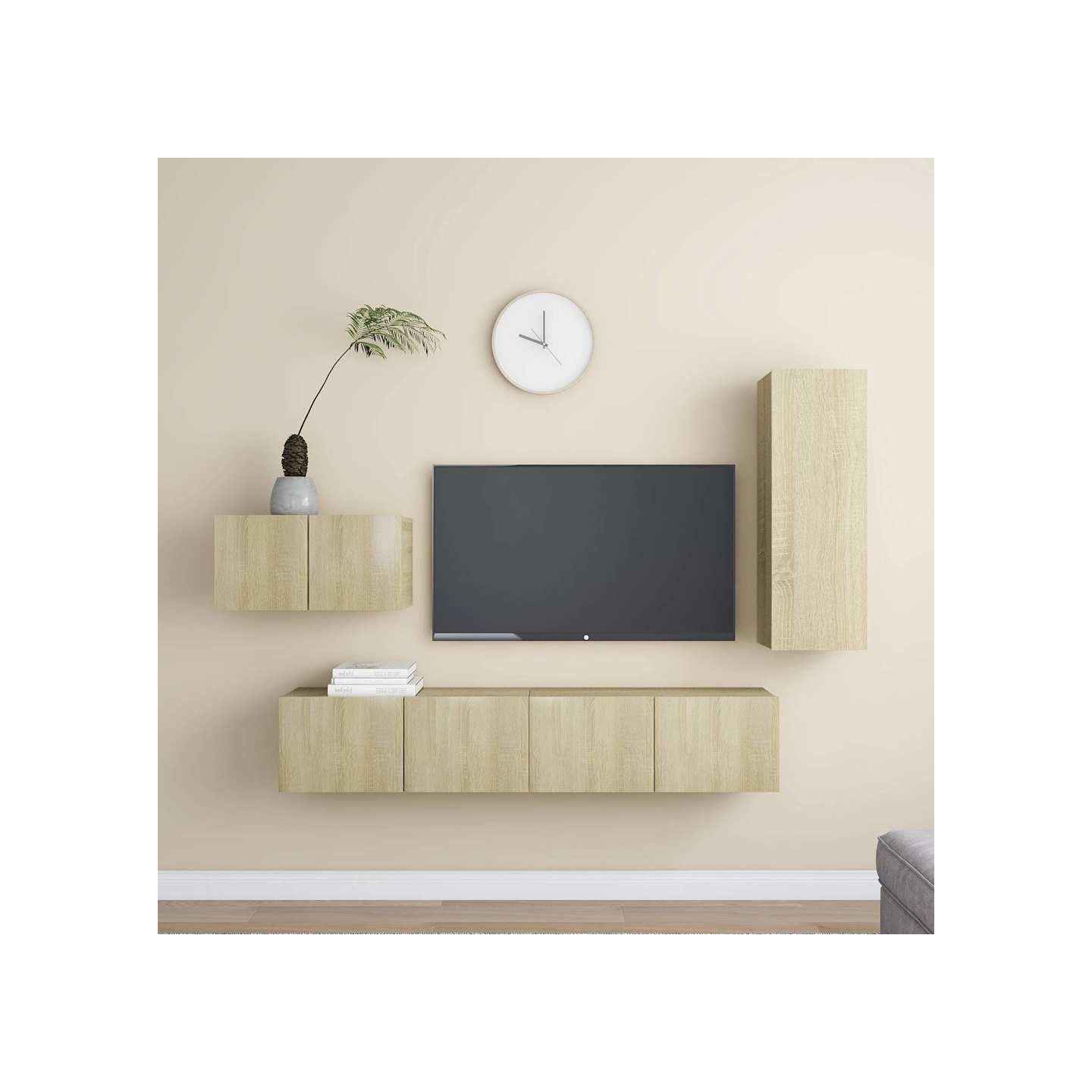 Ensemble de meuble TV 4 pcs Chêne sonoma Bois d'ingénierie