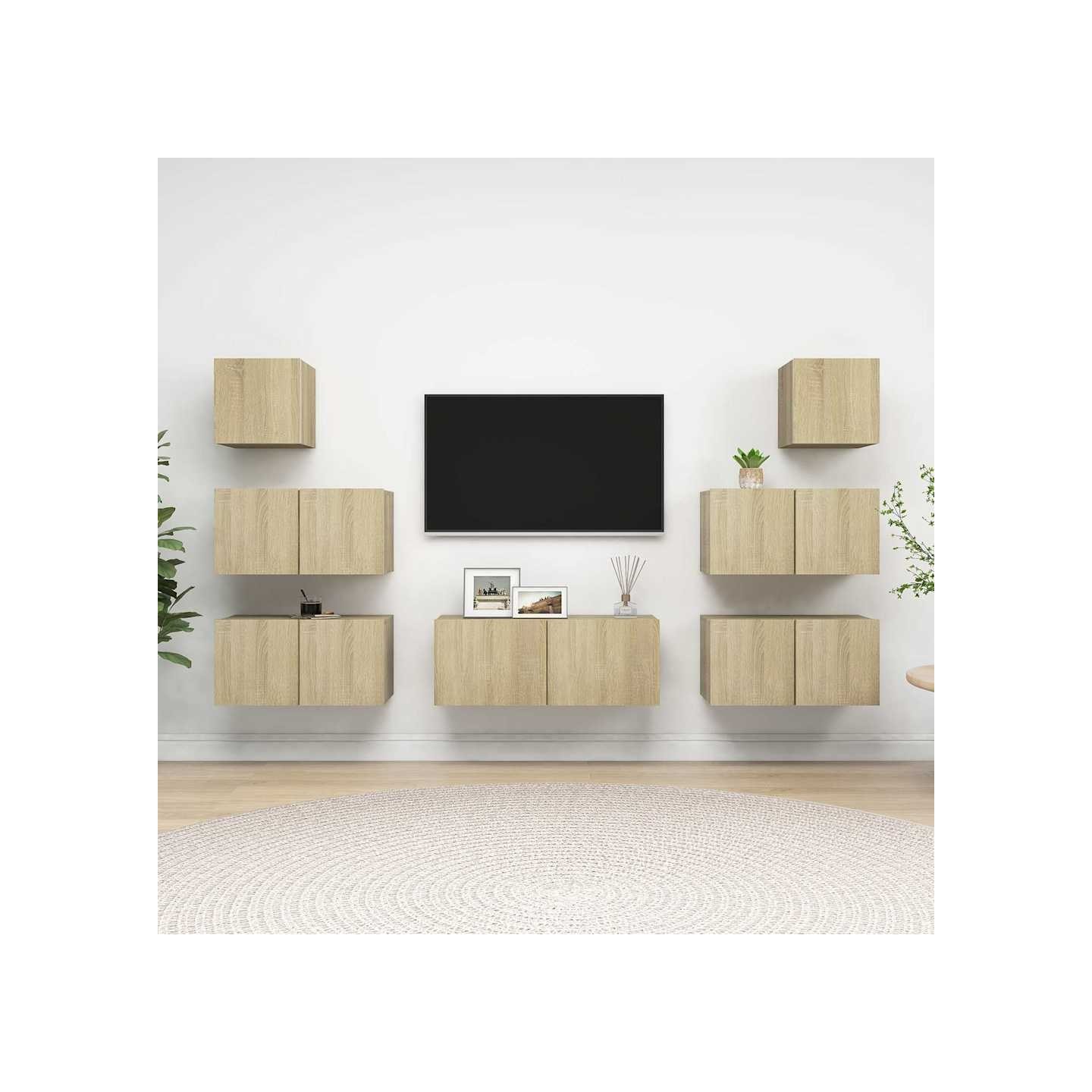 Ensemble de meuble TV 7 pcs Chêne sonoma Bois d'ingénierie