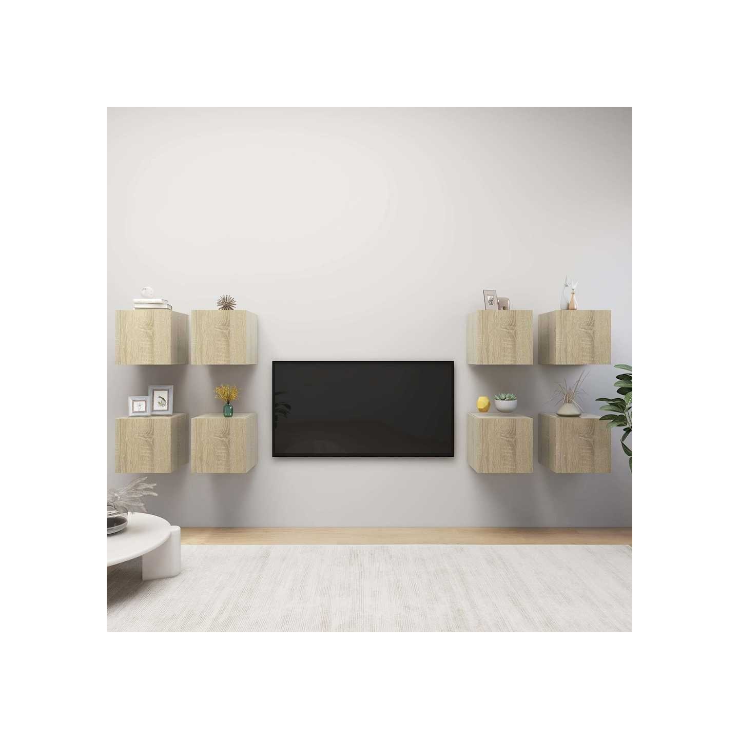 Meubles TV muraux 8 pcs Chêne sonoma 30,5x30x30 cm