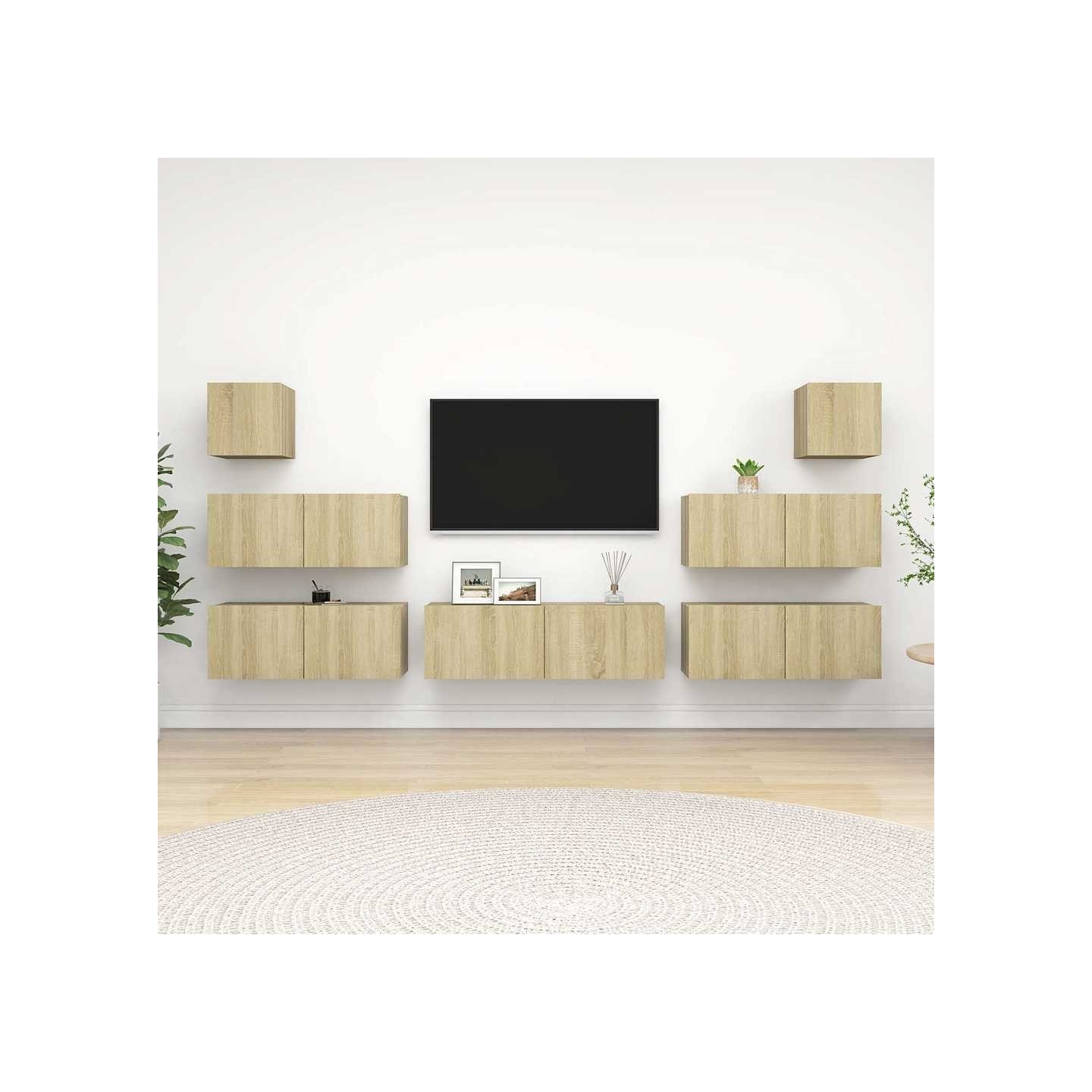 Ensemble de meuble TV 7 pcs Chêne sonoma Bois d'ingénierie