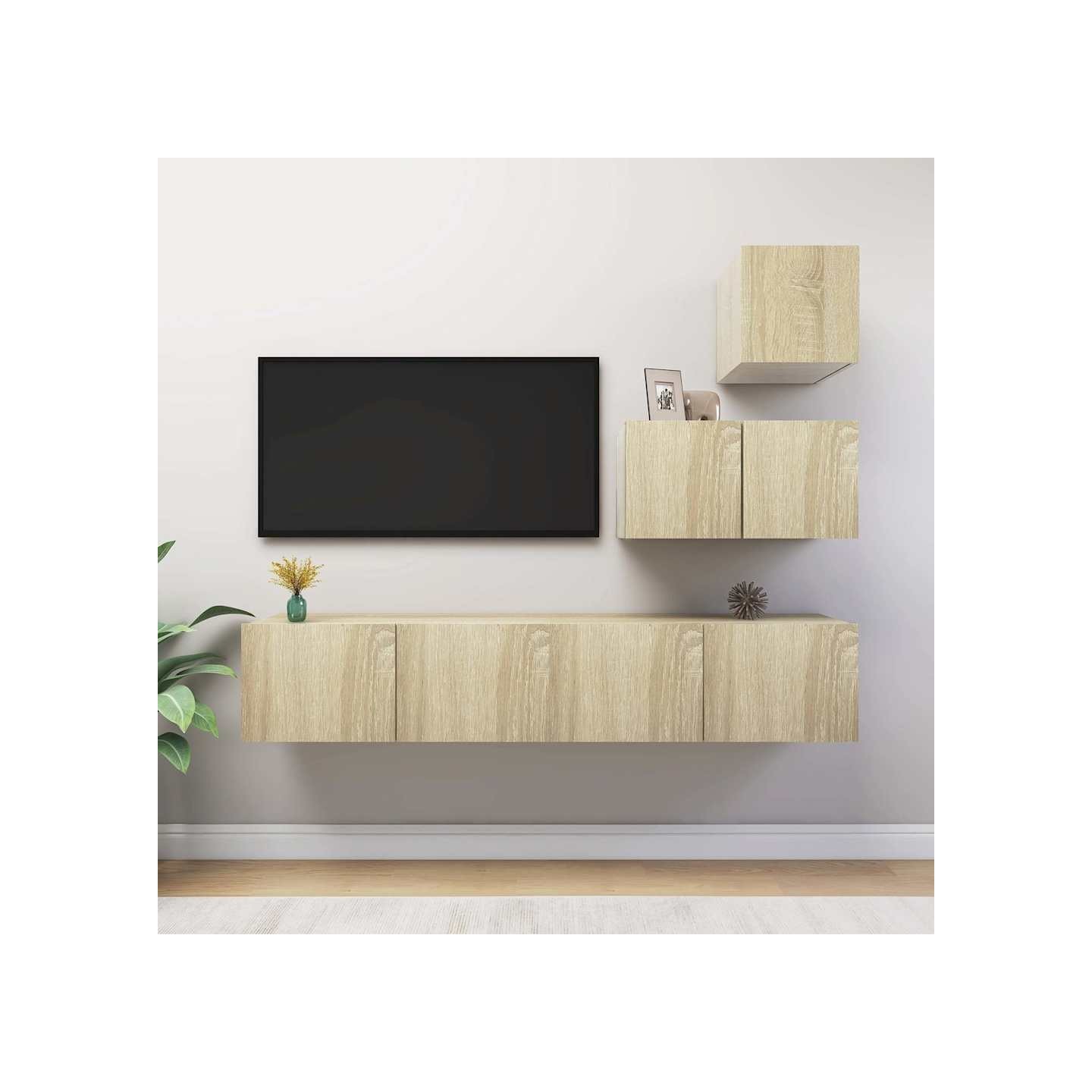 Ensemble de meuble TV 4 pcs Chêne sonoma Bois d'ingénierie