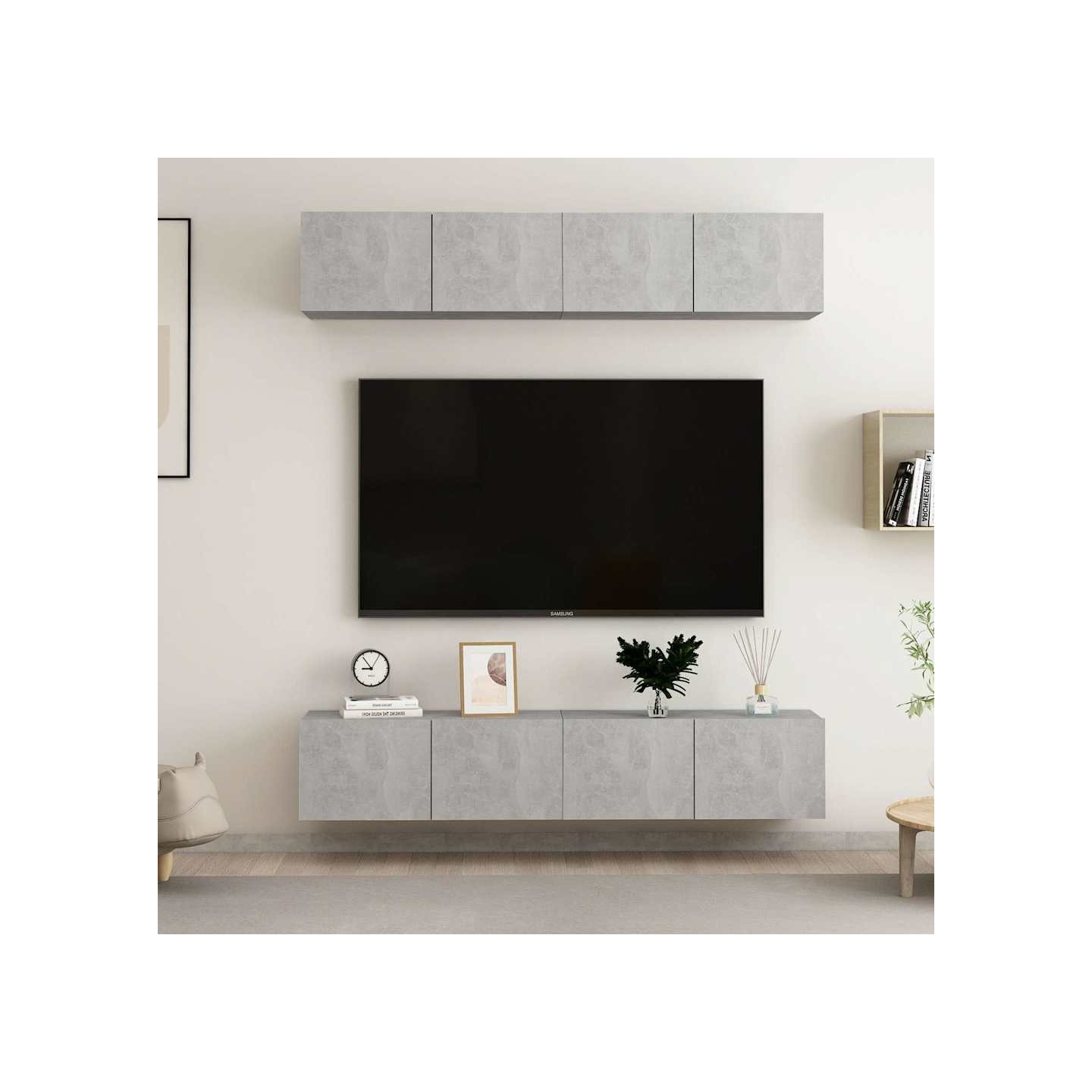Meubles TV 4 pcs Gris béton 80x30x30 cm Bois d'ingénierie