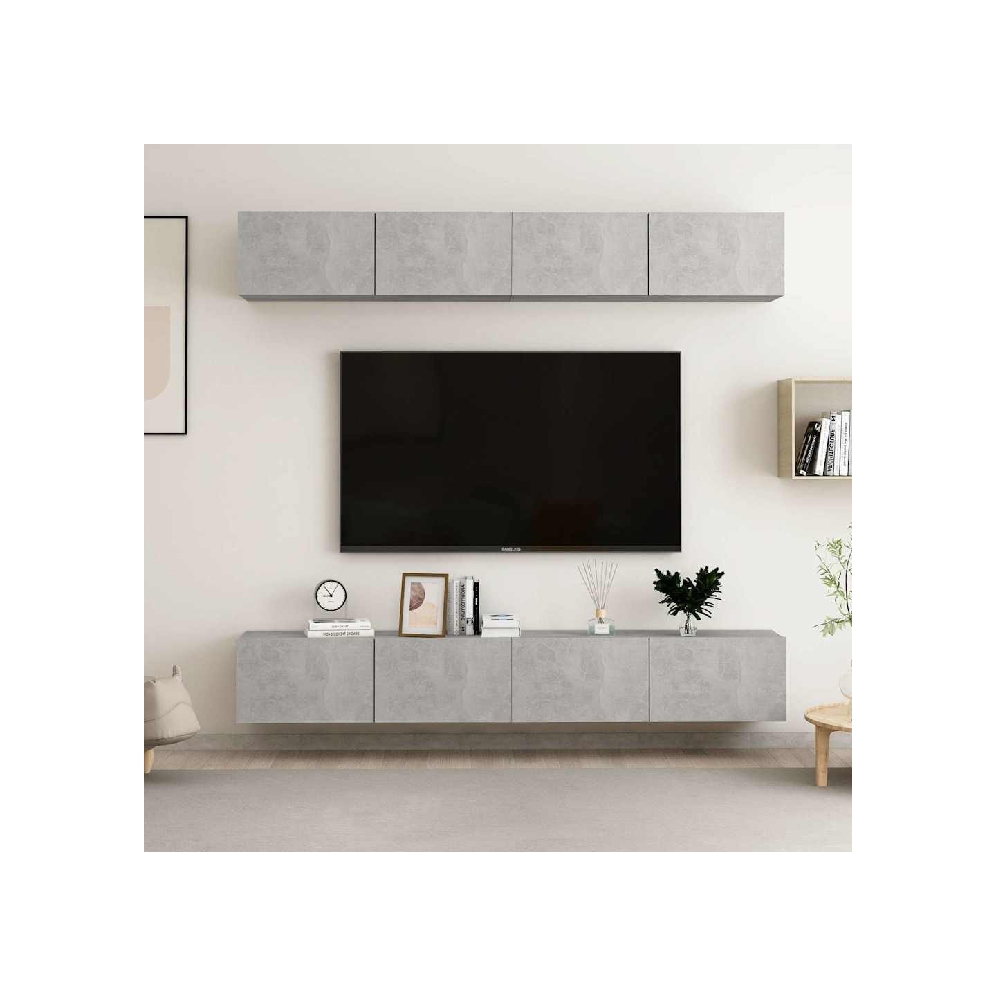 Meubles TV 4 pcs Gris béton 100x30x30 cm Bois d'ingénierie