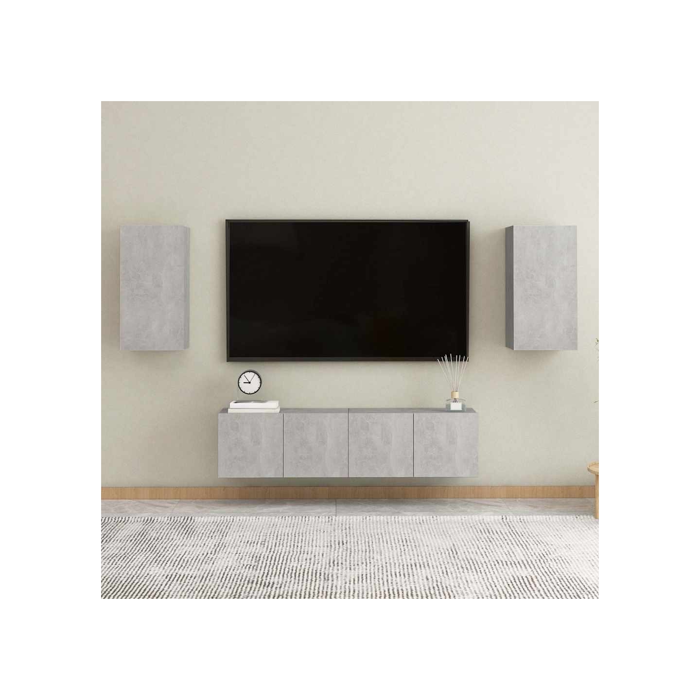 Ensemble de meubles TV 4 pcs Gris béton Bois d'ingénierie