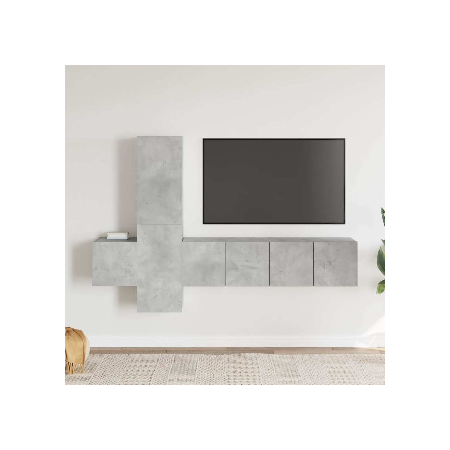 Ensemble de meubles TV 5 pcs Gris béton Bois d'ingénierie